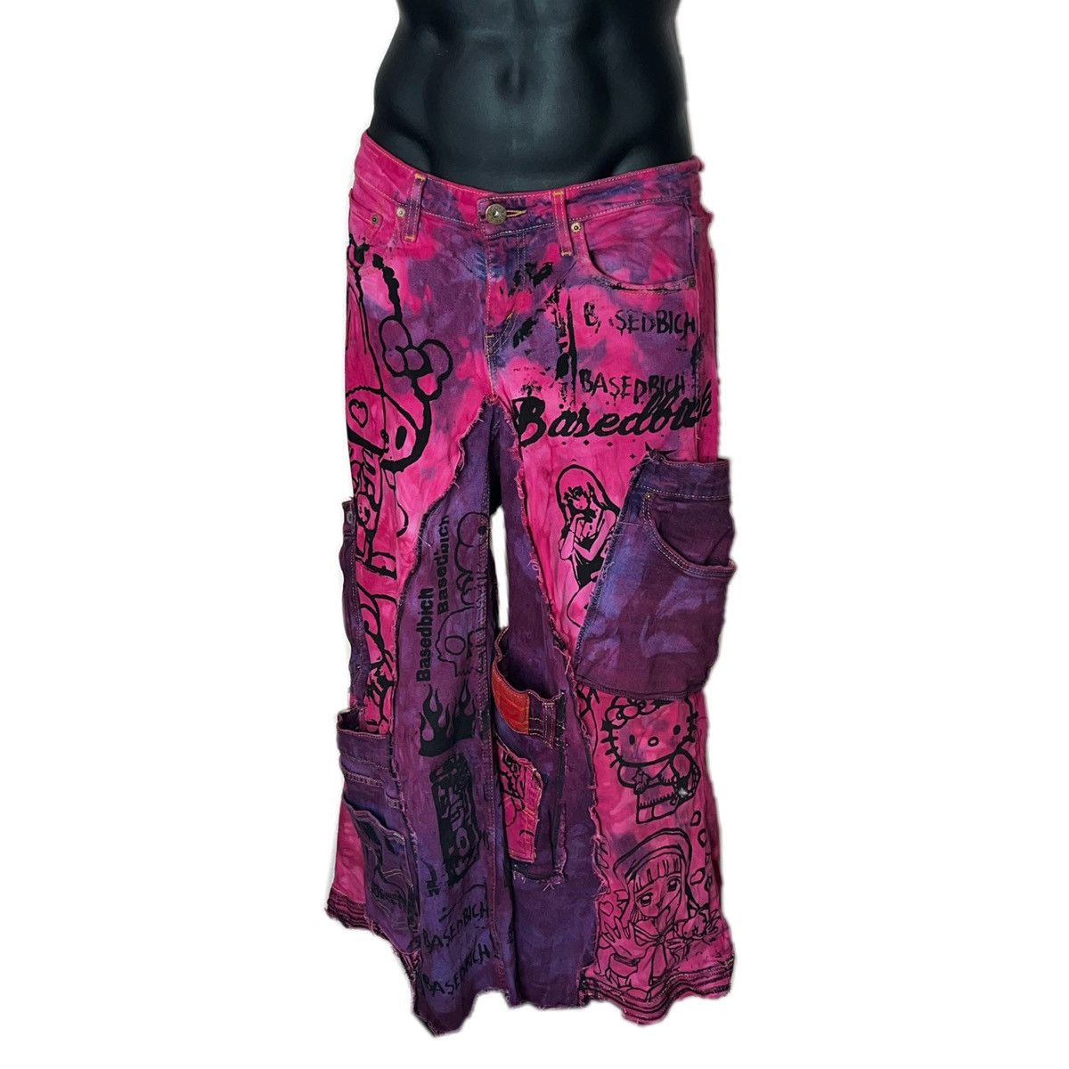 Japanese Brand Basedbich upcycled wide pants Size US 31 - 1 Thumbnail