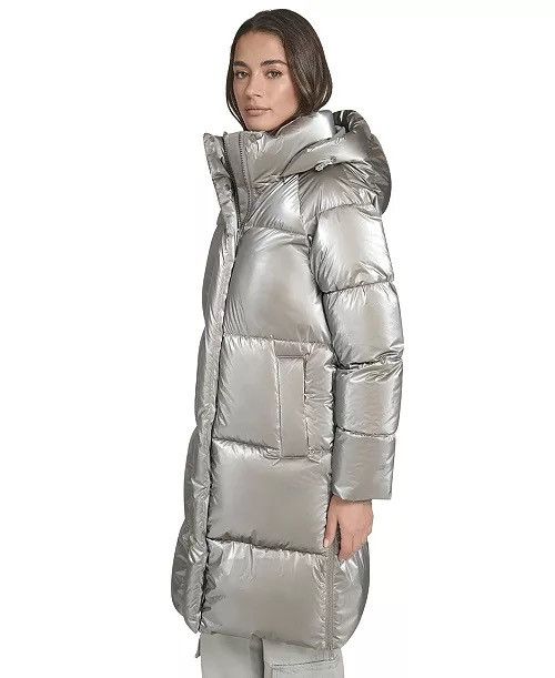 Levi's Levi’s Silver/Grey Mid-Length Puffer Coat NEW w/ Tags Size M Size M / US 6-8 / IT 42-44 - 10 Thumbnail