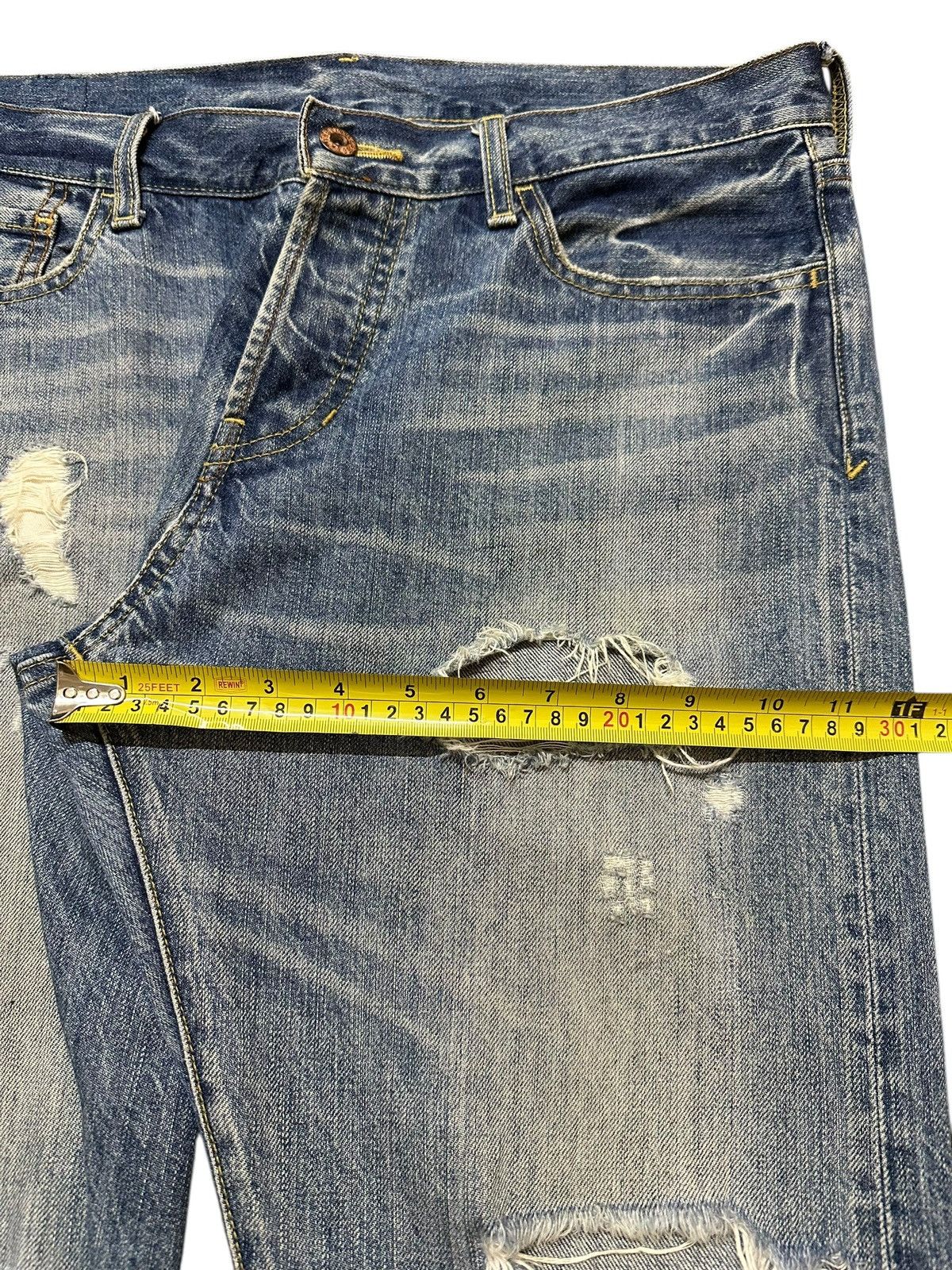 14th Addiction Vintage Japanese Brand Blue Faded Wash Distressed Jeans Size US 34 / EU 50 - 14 Thumbnail