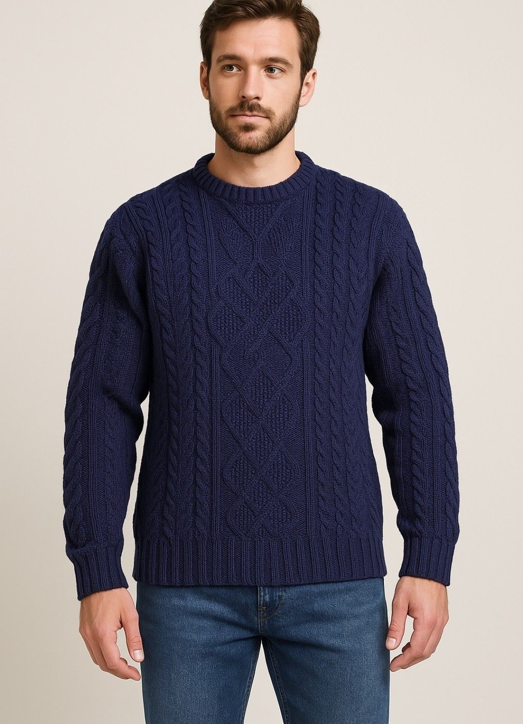 Aran Crafts ARAN CRAFTS Navy 100% Irish Merino Wool Sweater Cable Knit Size US XL / EU 56 / 4 - 1 Thumbnail