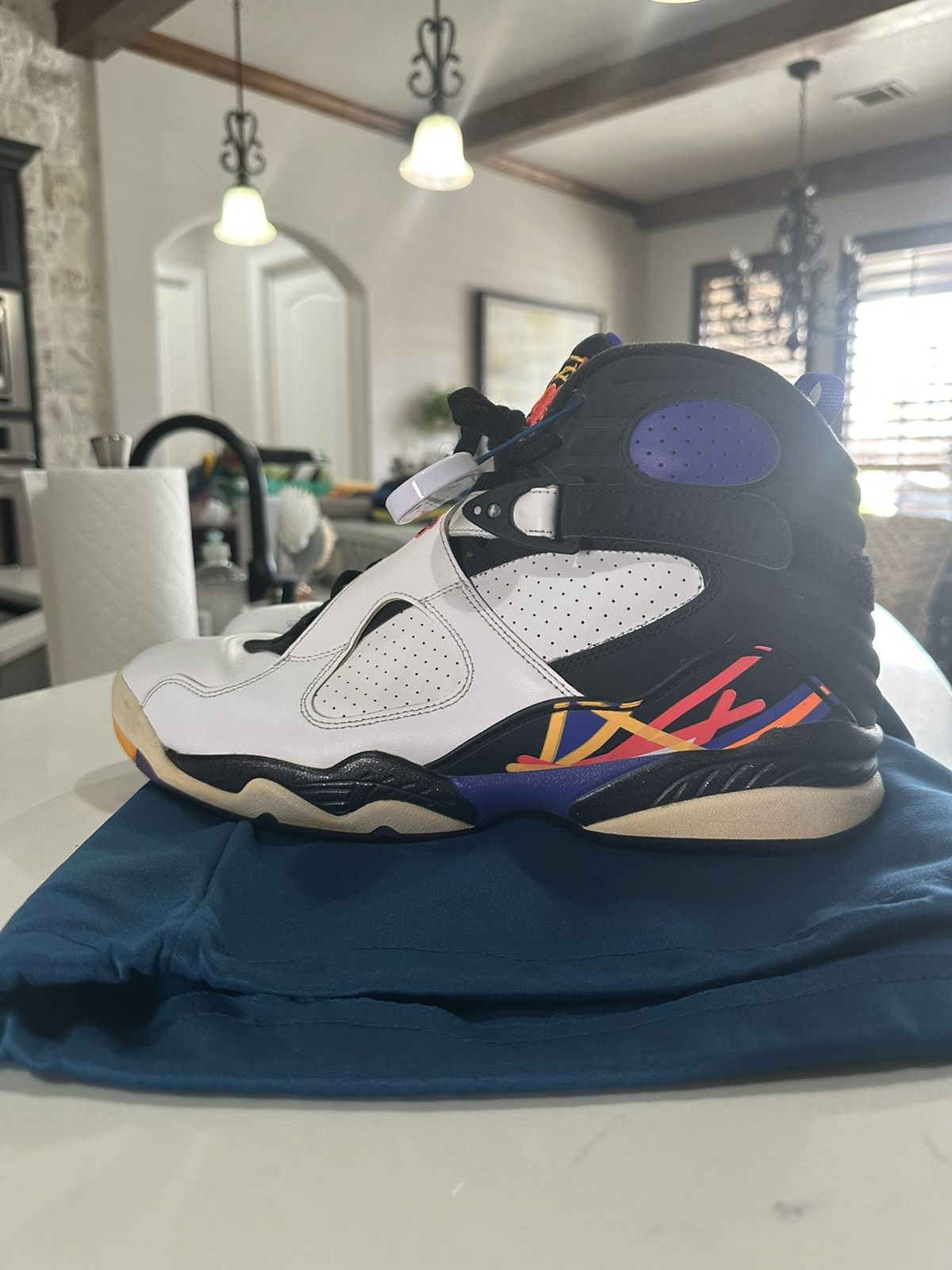 image of Jordan Brand 8 Retro Thee Peat 2015 Shoes in White, Men's (Size 12)