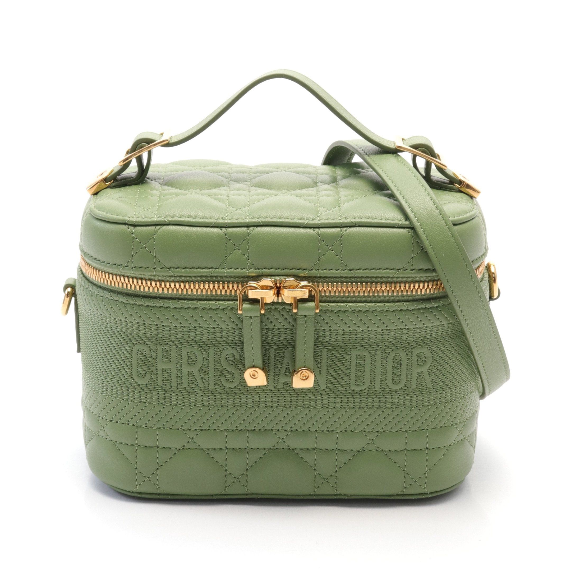 Dior Dior Travel Small Vanity Canage Handbag Bag Leather Green Size ONE SIZE - 1 Thumbnail