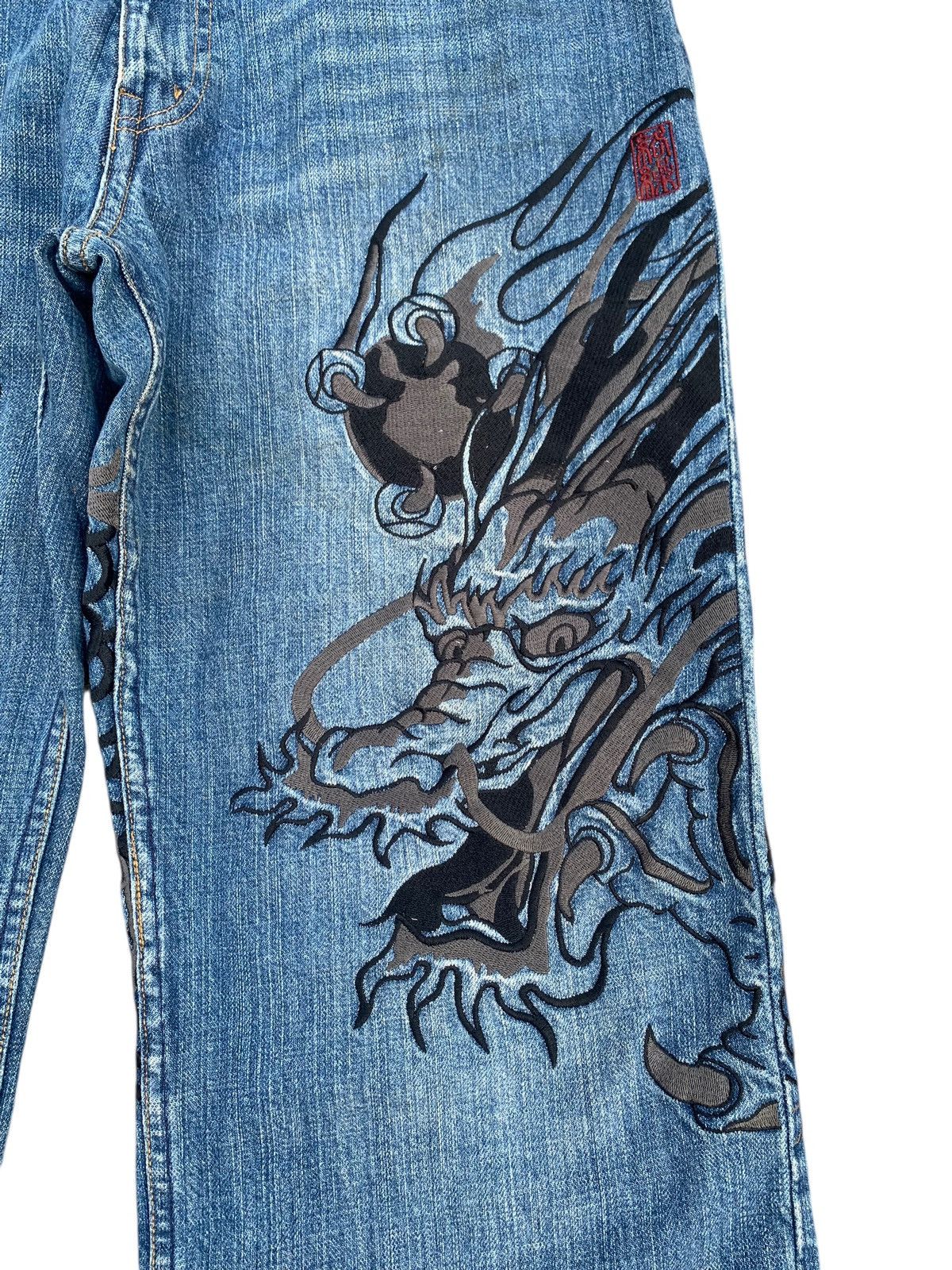 Kapital KARAKURI TAMASHI DRAGON EMBROIDERY JAPANESE SUKAJAN DENIM Size US 34 / EU 50 - 10 Thumbnail