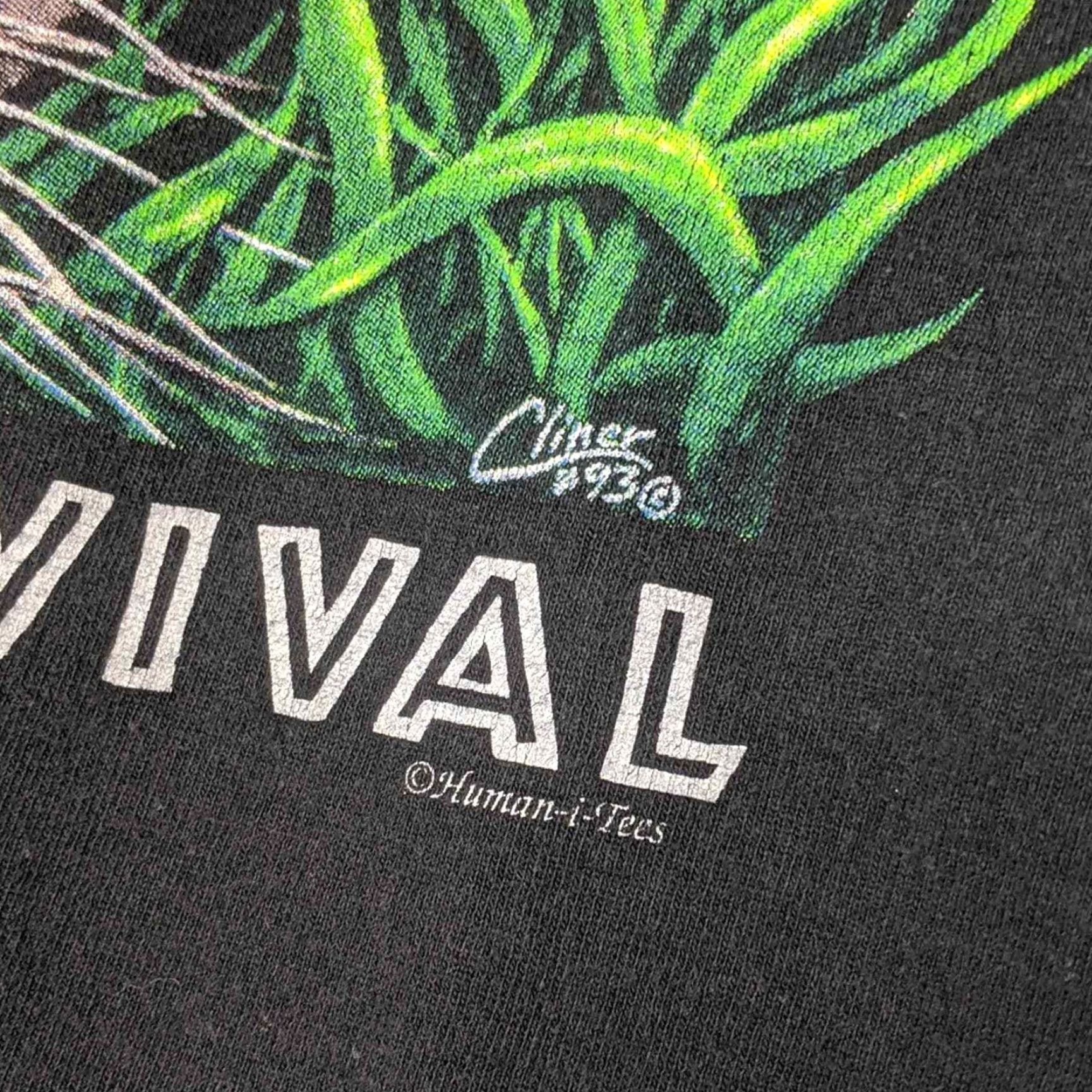 Vintage VINTAGE Tiger Eye On Survival Single Stitch Human-i-tees VTG Nature Outdoors VTG Shirt L Black Unisex Adults Mens Womens Girls Boys Size US L / EU 52-54 / 3 - 5 Thumbnail