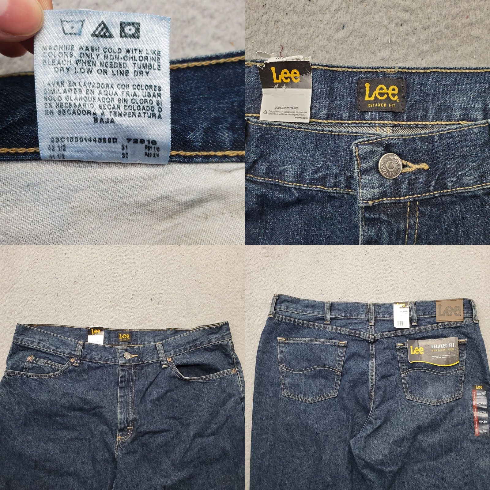 Lee Lee Jeans Mens 40x30 Blue Denim Medium Wash Relaxed Fit Straight Leg Jeans Size US 40 / EU 56 - 8 Thumbnail