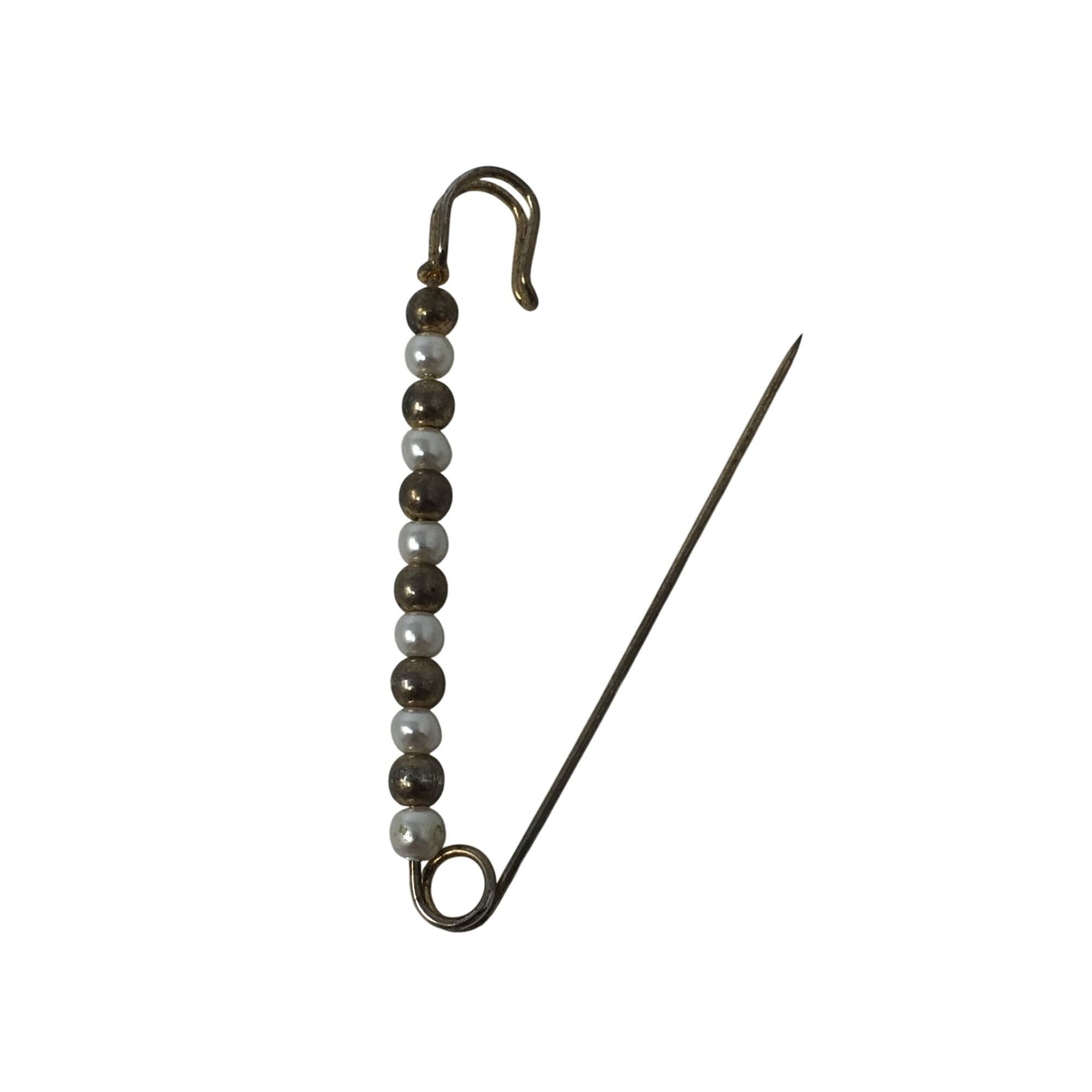 Other Vintage Large Beaded Metal Safety Pin Size ONE SIZE - 2 Thumbnail
