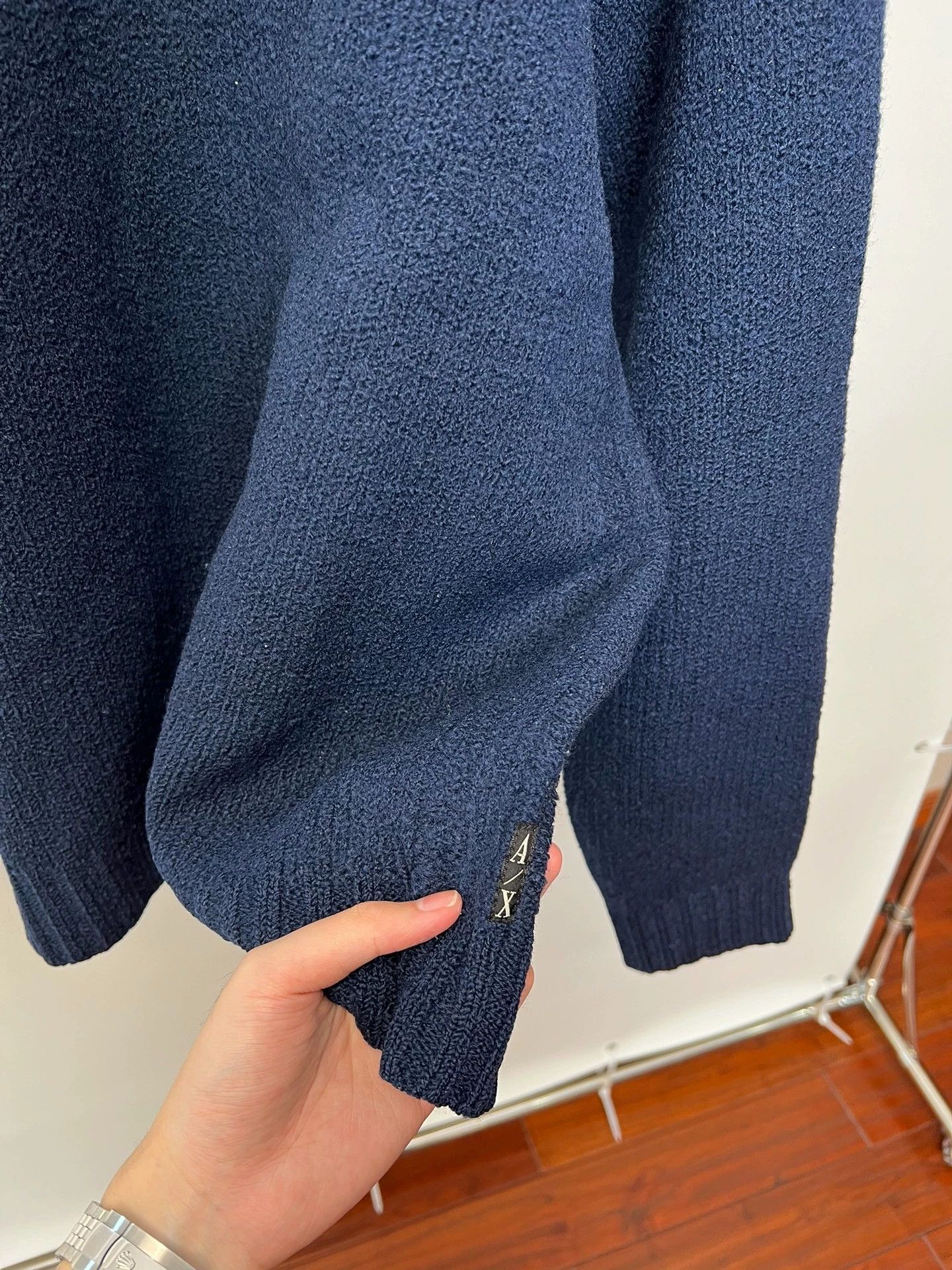 Armani Exchange Armani Exchange V-neck Wool Blend Sweater Blue Relaxed Size XL / US 12-14 / IT 48-50 - 5 Thumbnail