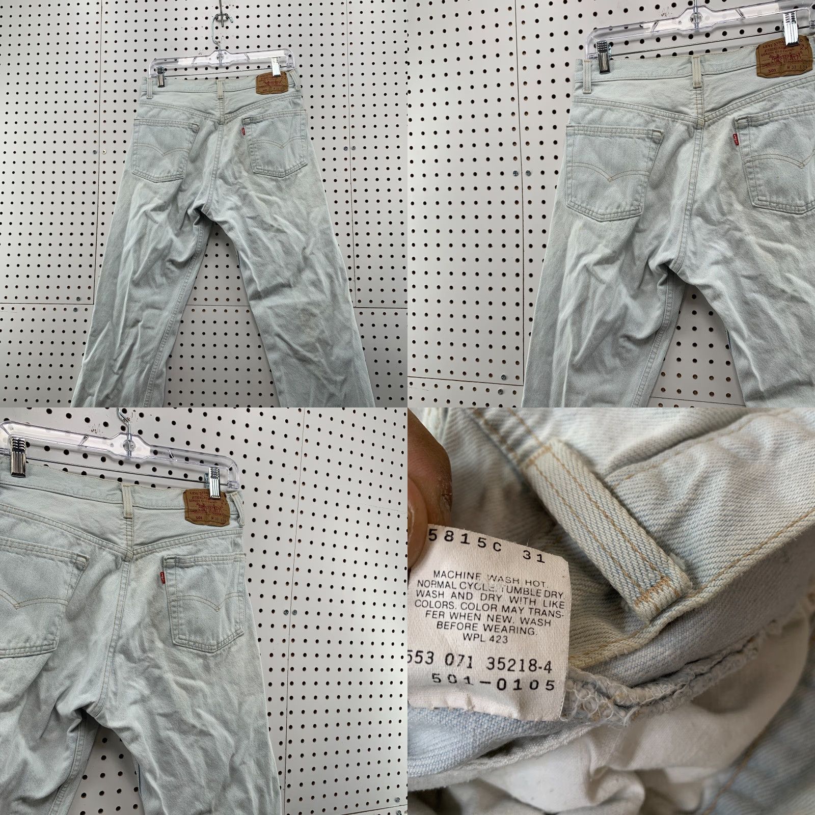 Levi's VINTAGE Levi's 501 Blue Denim Jeans 90s Light Wash Regular Fit 31x32 Made in USA Mens Size US 31 - 8 Thumbnail