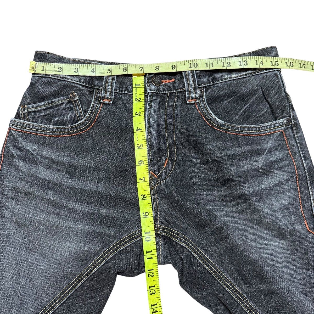 Edwin Vintage Edwin 401XVS Faded Black Denim Flare Jeans Size US 30 / EU 46 - 15 Thumbnail