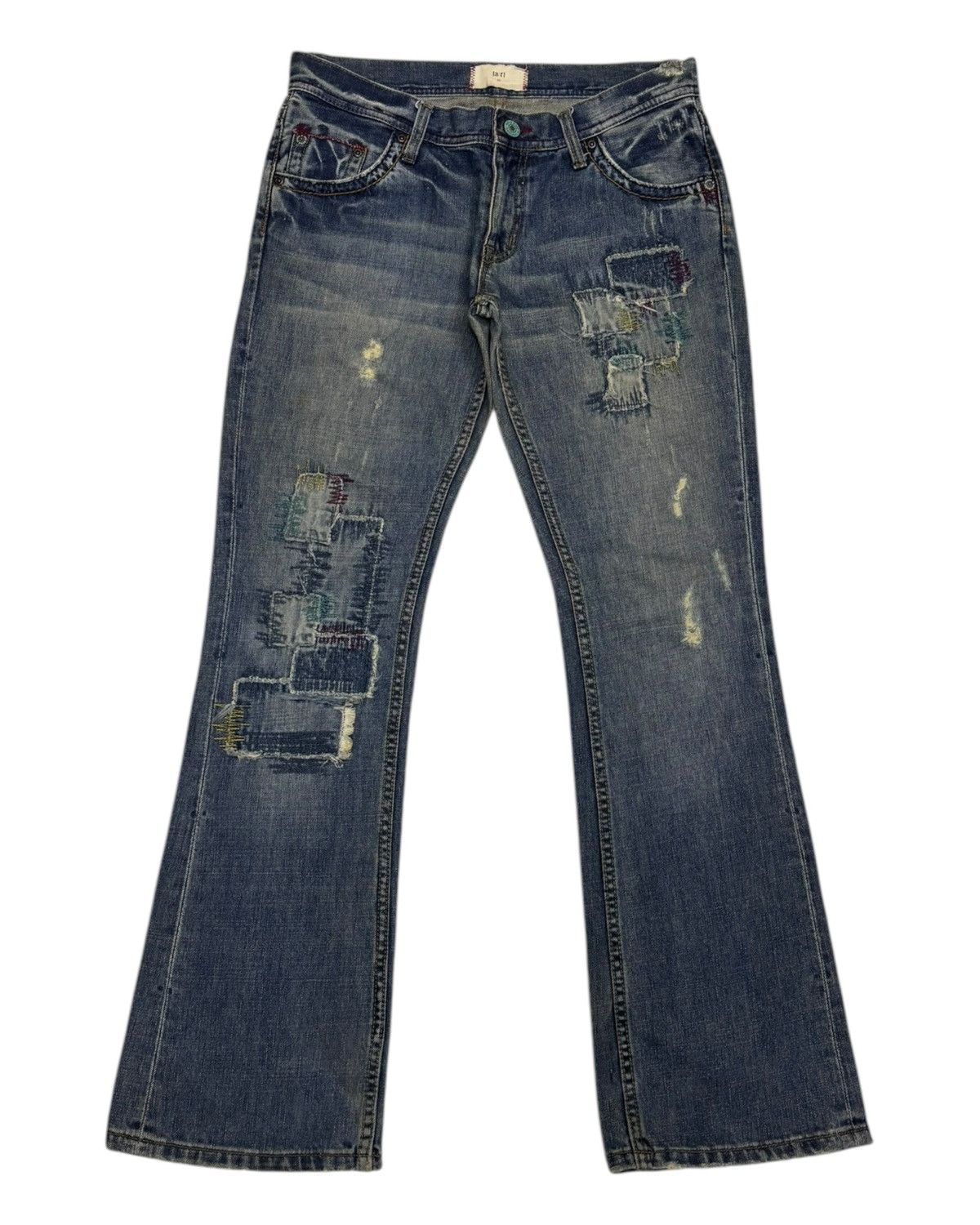 Kapital A:R Sashiko Boro Patchwork Flared Jeans Distressed Denim Size US 31 - 8 Thumbnail