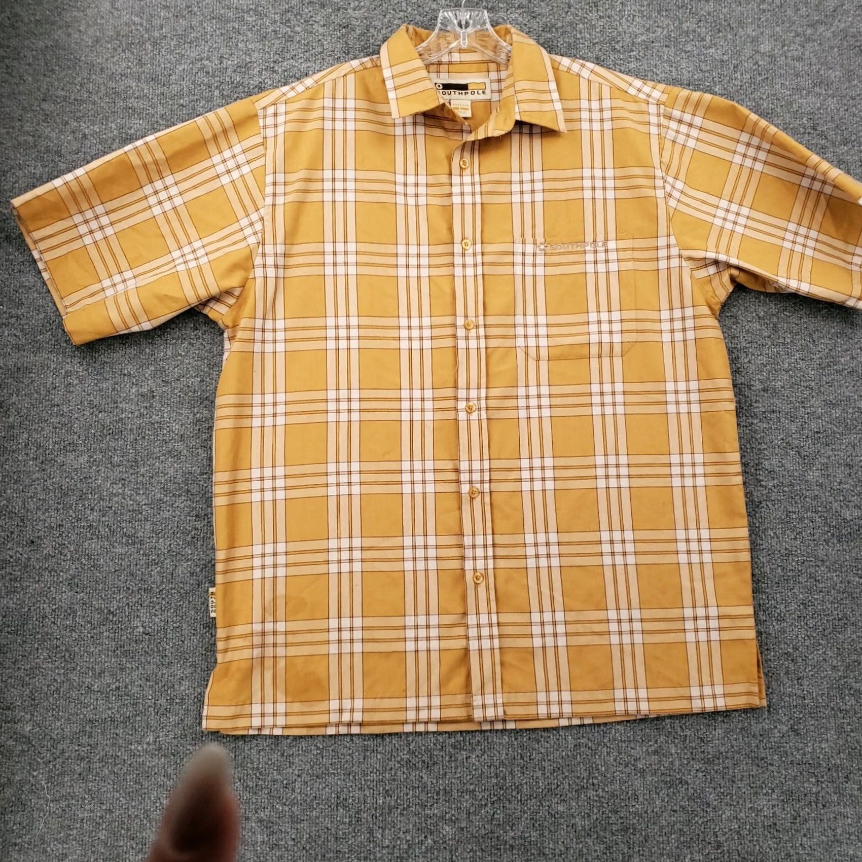 Southpole VINTAGE Southpole Button Up Shirt Mens L Large Yellow Plaid Short Sleeve Y2K Size US L / EU 52-54 / 3 - 3 Thumbnail
