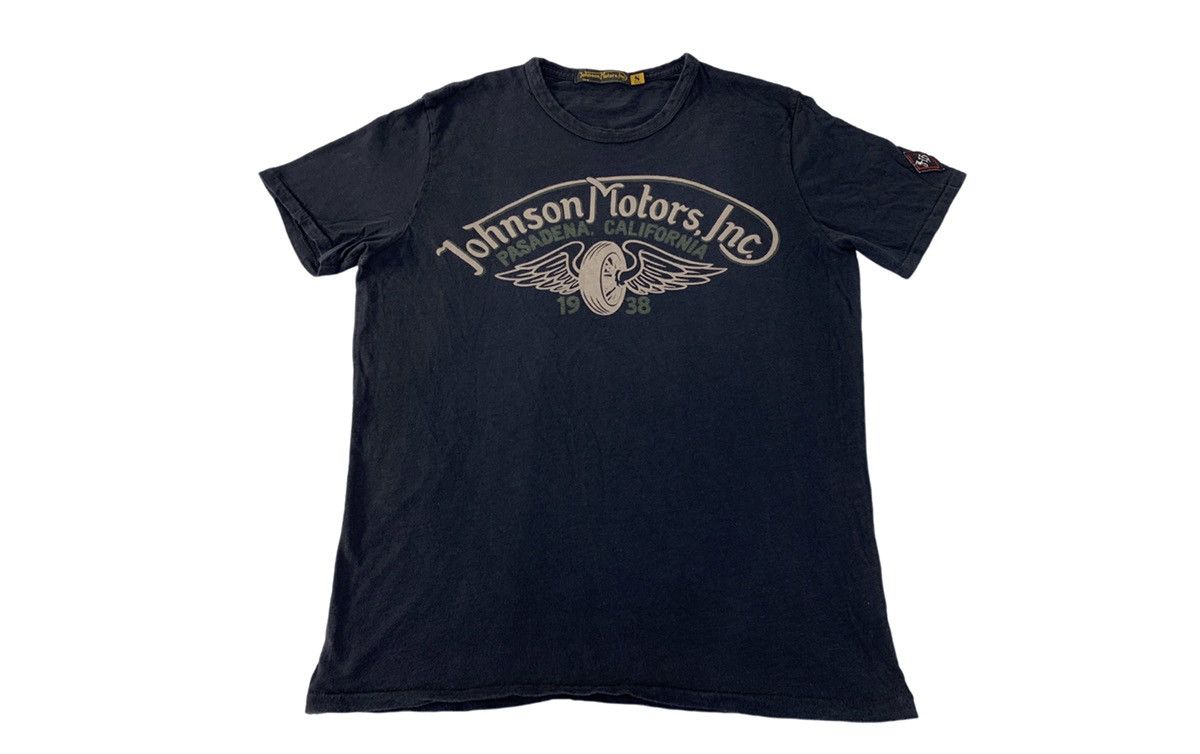 Johnson Motor Inc Pasadena Big Fly Tire Logo Printed Tee