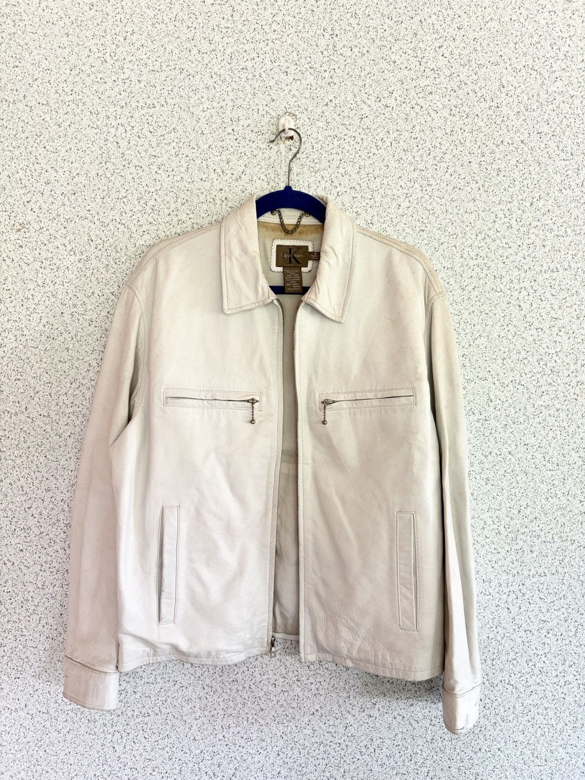 Calvin Klein Calvin Klein Cream Leather Jacket Rare Minimalist Boxy Fit Size US S / EU 44-46 / 1 - 5 Thumbnail