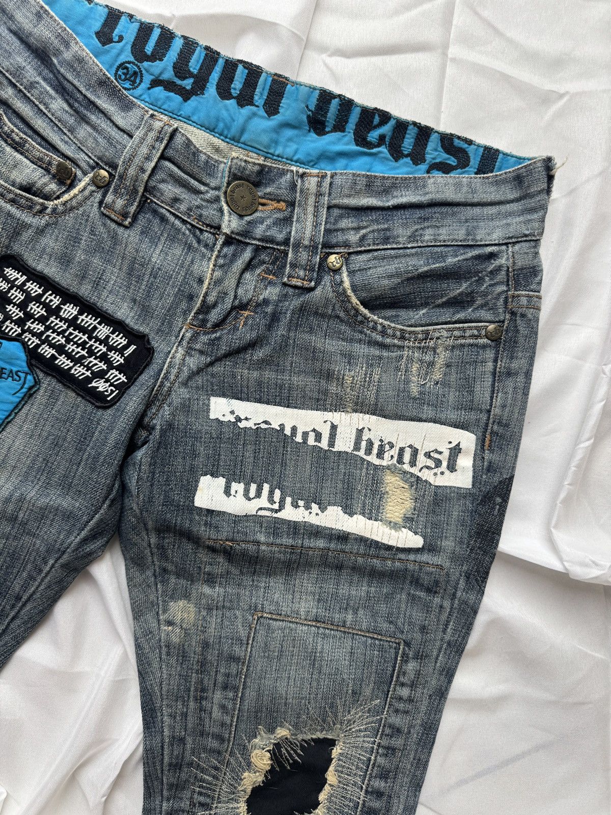 Hysteric Glamour Royal Beast Low Rise Y2K Washed Bootcut Jeans Size 27" / US 4 / IT 40 - 6 Thumbnail
