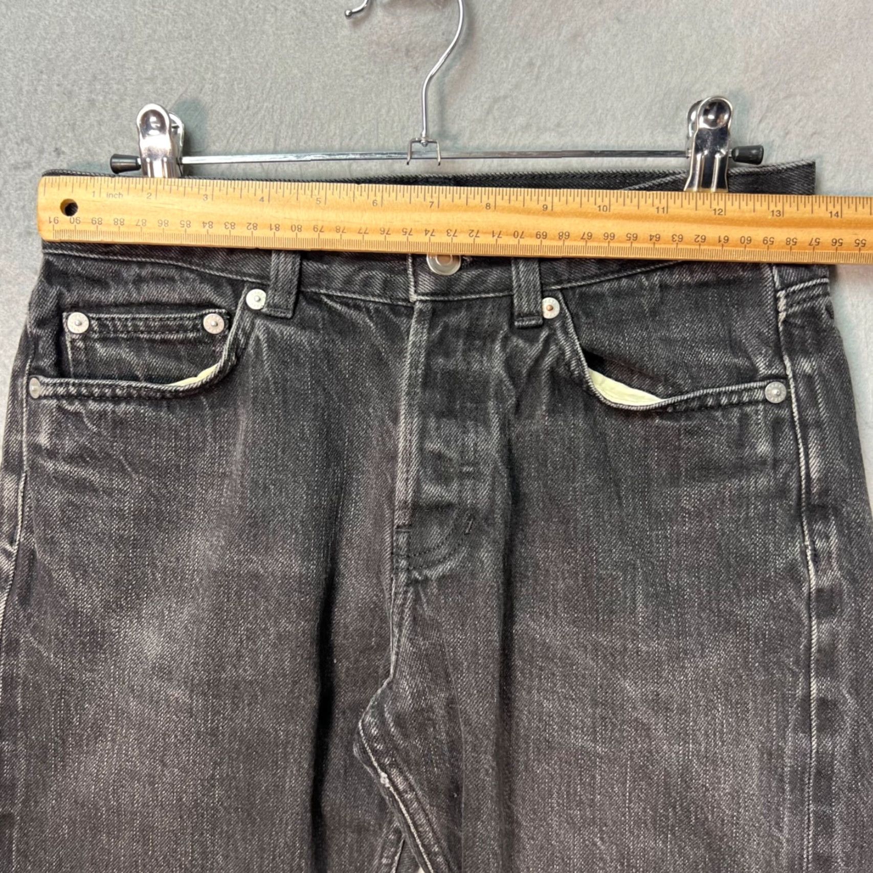 Arket Arket Jeans 28 Black Cotton Denim Distressed Hem Straight 5-Pocket Mens Regular Inseam 25" Style Vintage: No Size US 28 / EU 44 - 7 Thumbnail