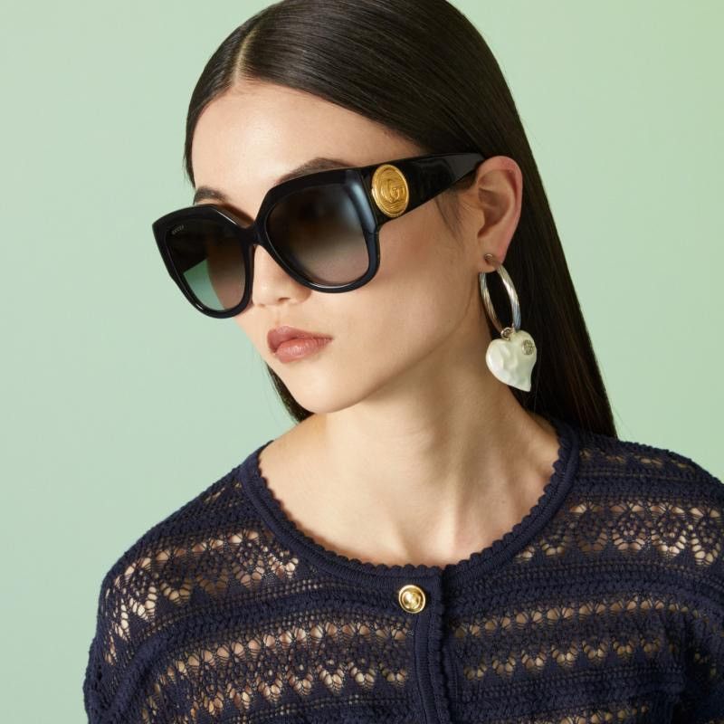 NEW GUCCI GG1407S 001 BLACK GREY WOMEN OVERSIZED SUNGLASSES