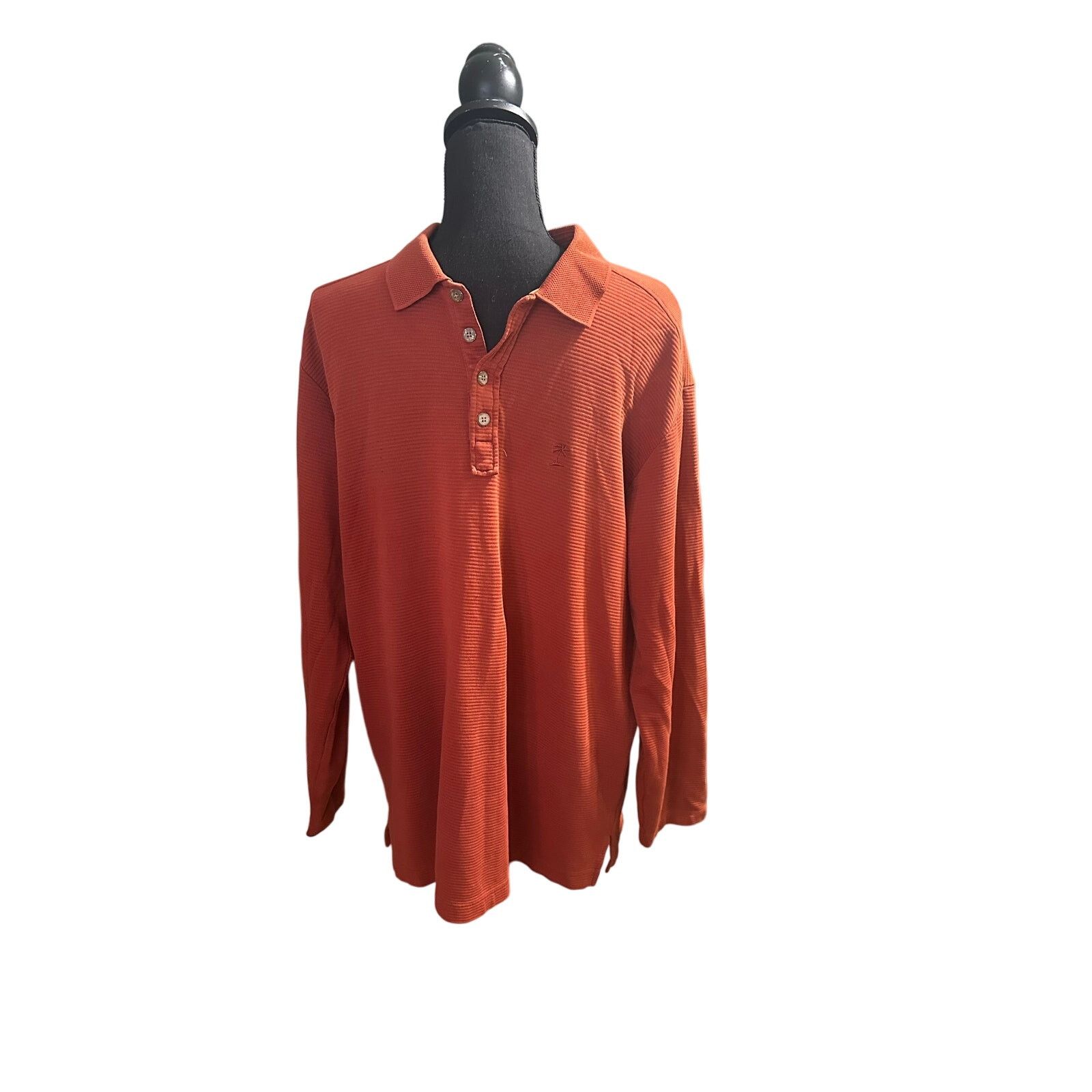 Tommy Bahama Tommy Bahama Orange Men's Long Sleeve Polo Shirt Size US L / EU 52-54 / 3 - 1 Thumbnail