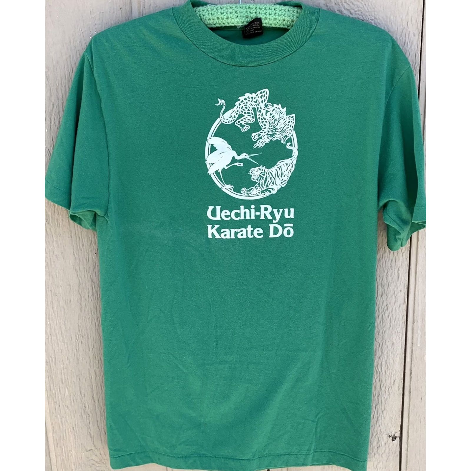 Anvil VINTAGE Anvil Uechi-Ryu Karate Do t-shirt Short Sleeve XL Made in USA Green 80s Graphic Tee Mens Size US XL / EU 56 / 4 - 2 Thumbnail