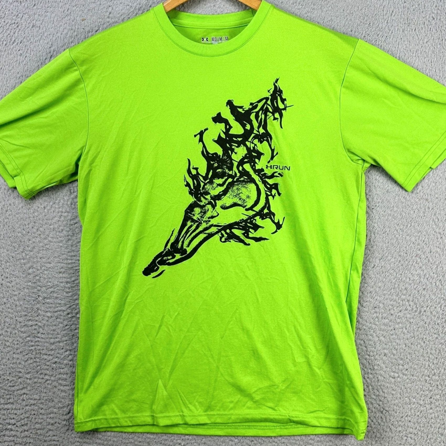 Under Armour Under Armour Heat Gear T-Shirt Graphic Tee Men Medium Neon Green Fitted Athletic Size US M / EU 48-50 / 2 - 3 Thumbnail