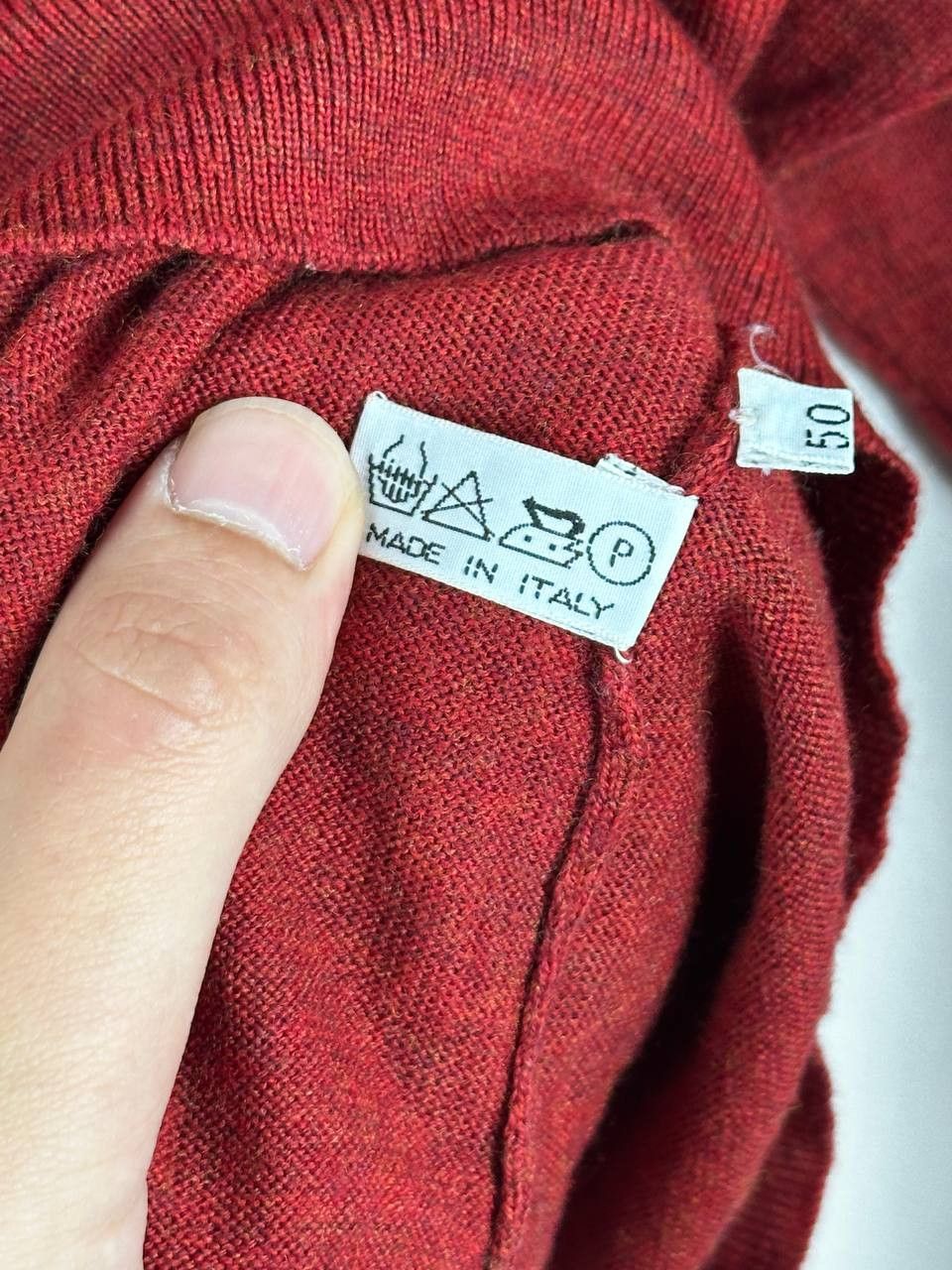Fedeli FEDELI 100% Wool Red Mock Neck Sweater Size US M / EU 48-50 / 2 - 10 Thumbnail
