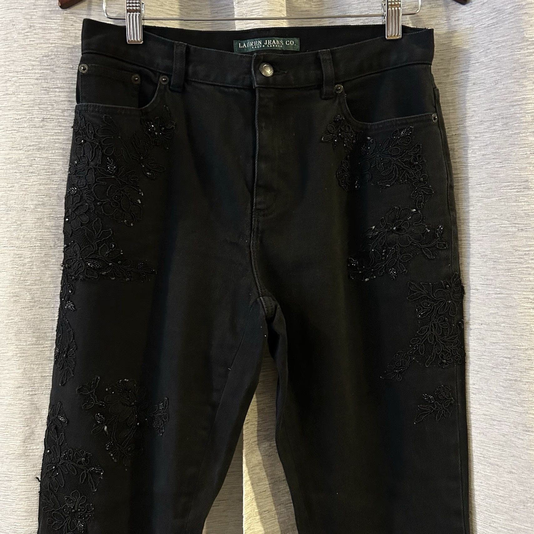 Ralph Lauren Lauren Ralph Lauren Women's Black Beaded Floral Bootcut Jeans 8 Size 30" / US 8 / IT 44 - 4 Thumbnail