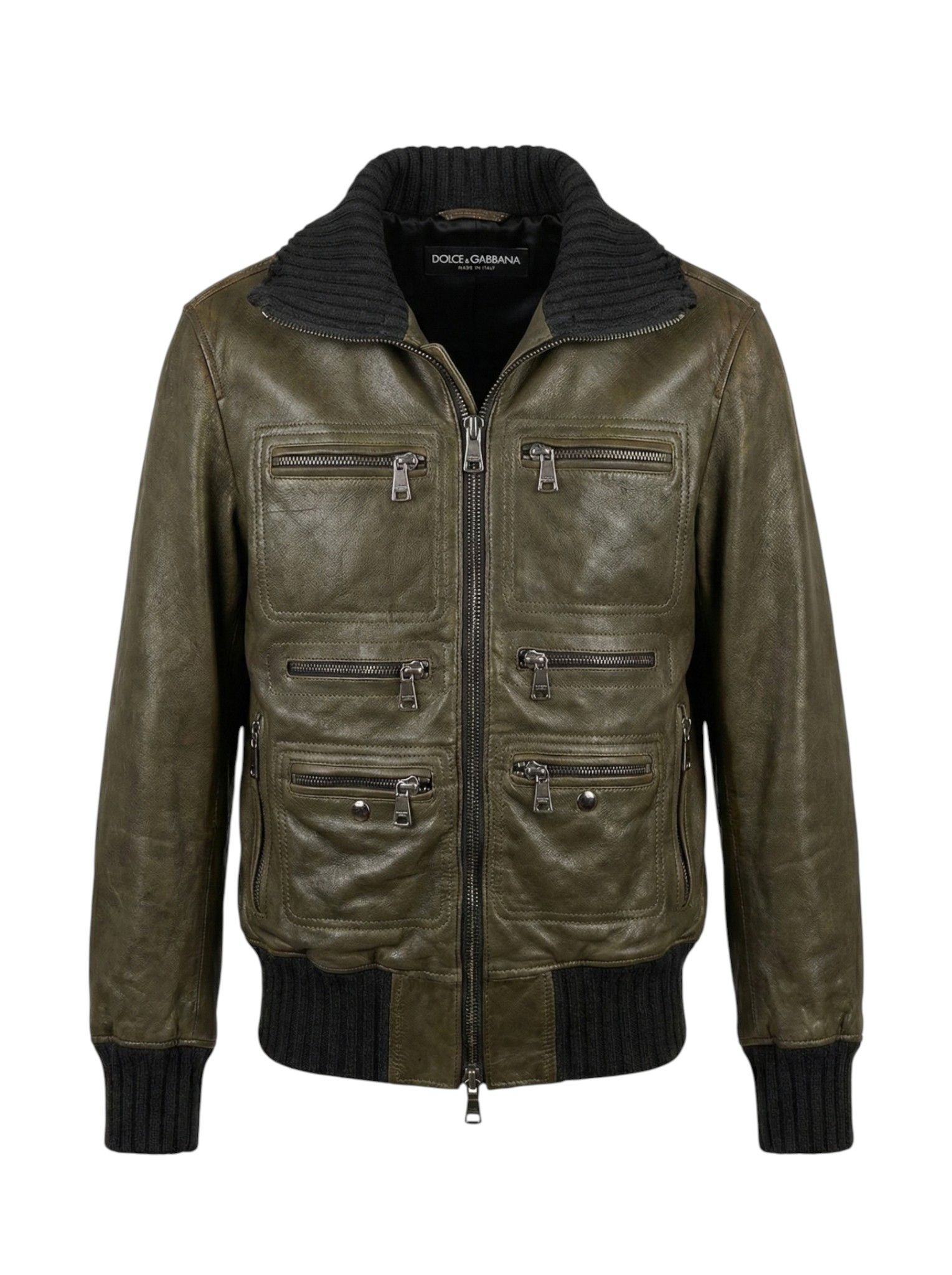 Dolce & Gabbana SHEEPSKIN LEATHER HIGH NECK JACKET Size US L / EU 52-54 / 3 - 1 Thumbnail