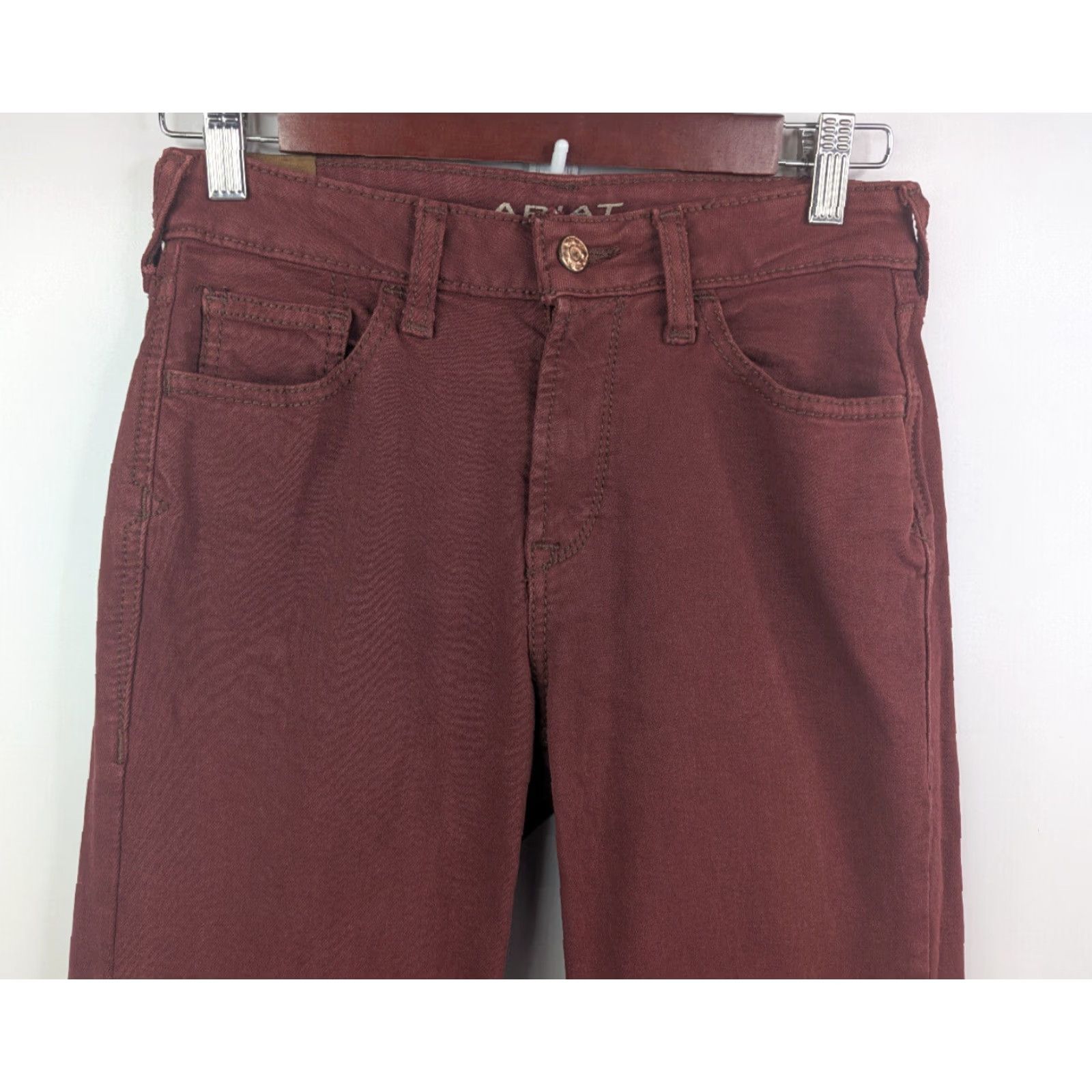 Ariat Ariat Jeans Womens 25R Slim Wide Leg Trouser High-Rise Cherry Mahogany Red Denim 5-Pocket Western Cowboy Boot Cut Wide-Leg 1900s? Size 42" / US 20 - 3 Thumbnail