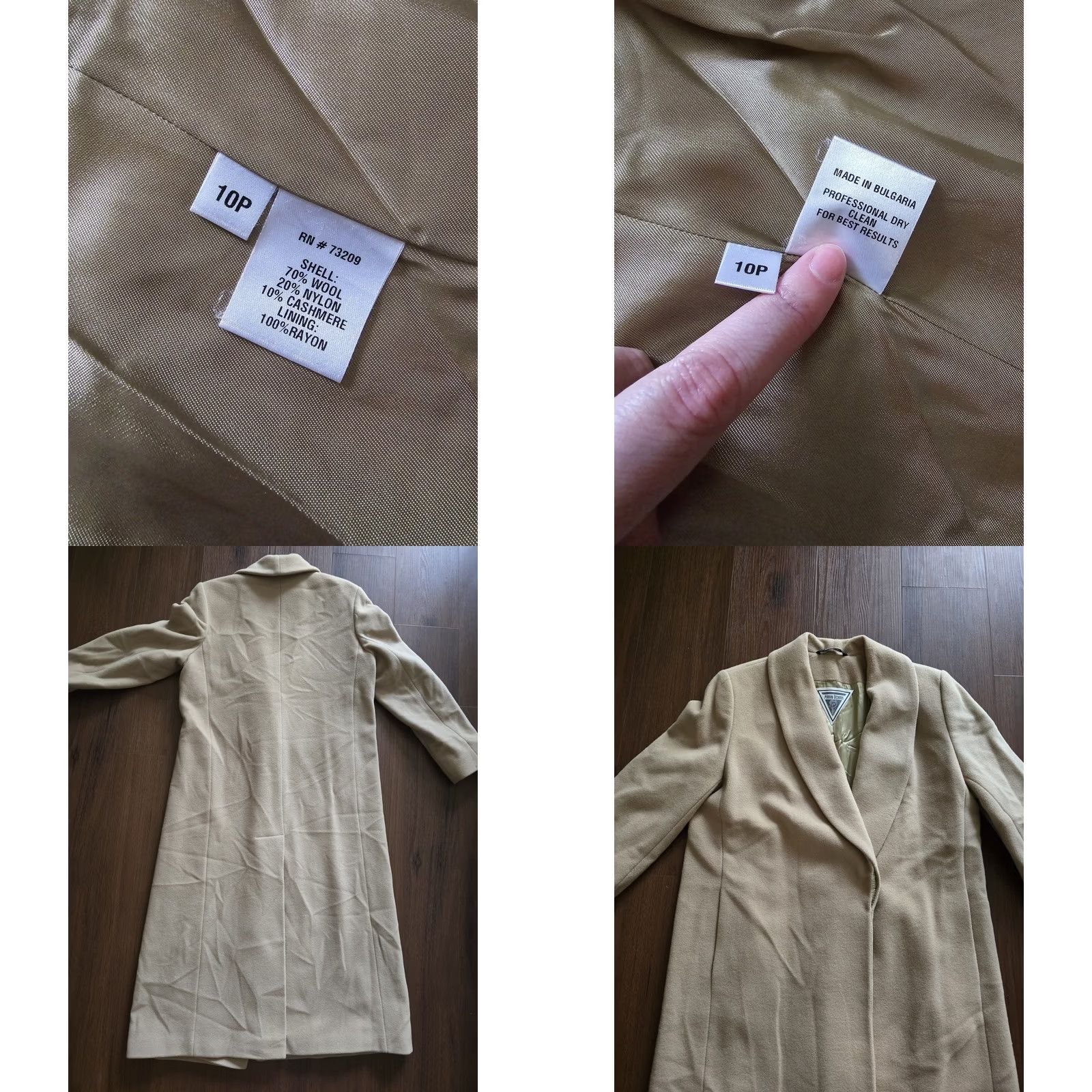 Vintage VINTAGE Marvin Richards Winter Trench Coat Women 10P Beige Wool Cashmere Lined 80s Designer"} Size L / US 10 / IT 46 - 9 Thumbnail