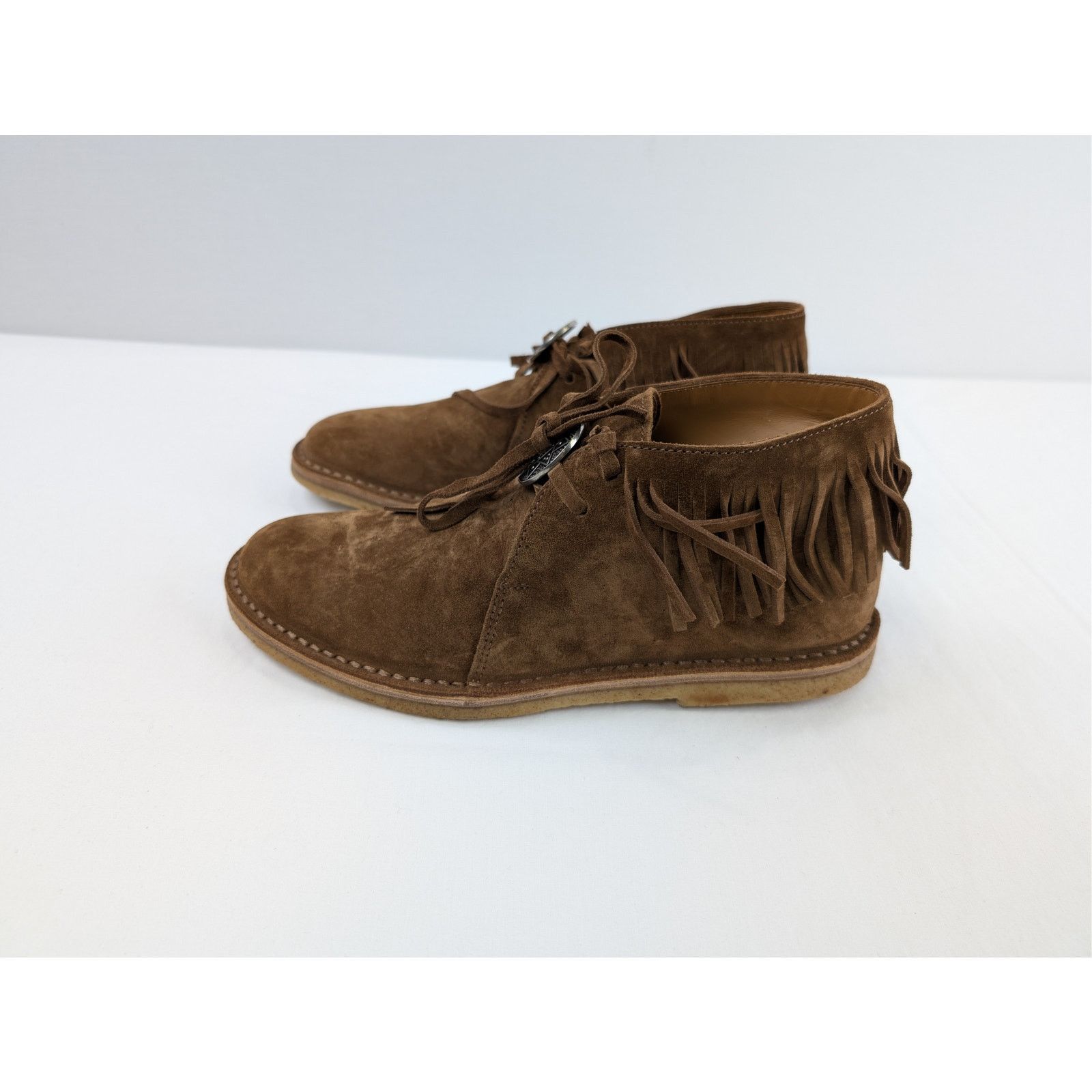 Saint Laurent Paris o1rshd1 Wyatt Suede Fringe Boots in Brown Size US 8 / EU 41 - 11 Thumbnail