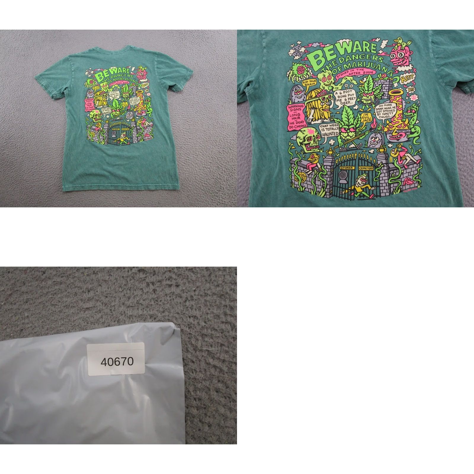 Vintage Killer Acid T-Shirt Shirt Men Size M Green Cotton Short Sleeve Crew Neck Graphic Tee Limited Edition Stoner Marijuana All Seasons Size US M / EU 48-50 / 2 - 8 Thumbnail