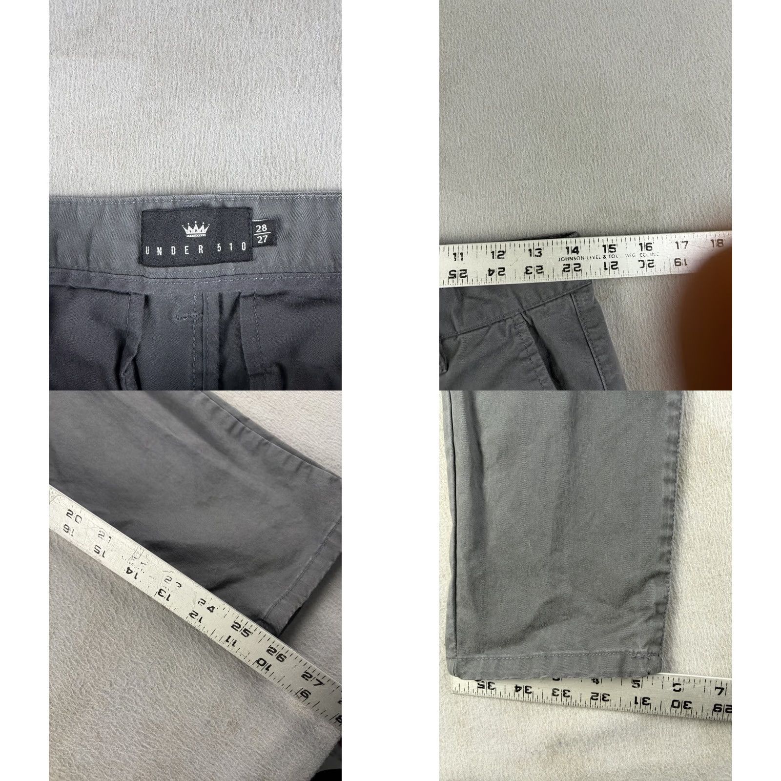 Vintage Under 510 Chino Pants Mens 28x27 Gray Tapered Stretch Workwear Casual U-510 Size US 28 / EU 44 - 8 Thumbnail