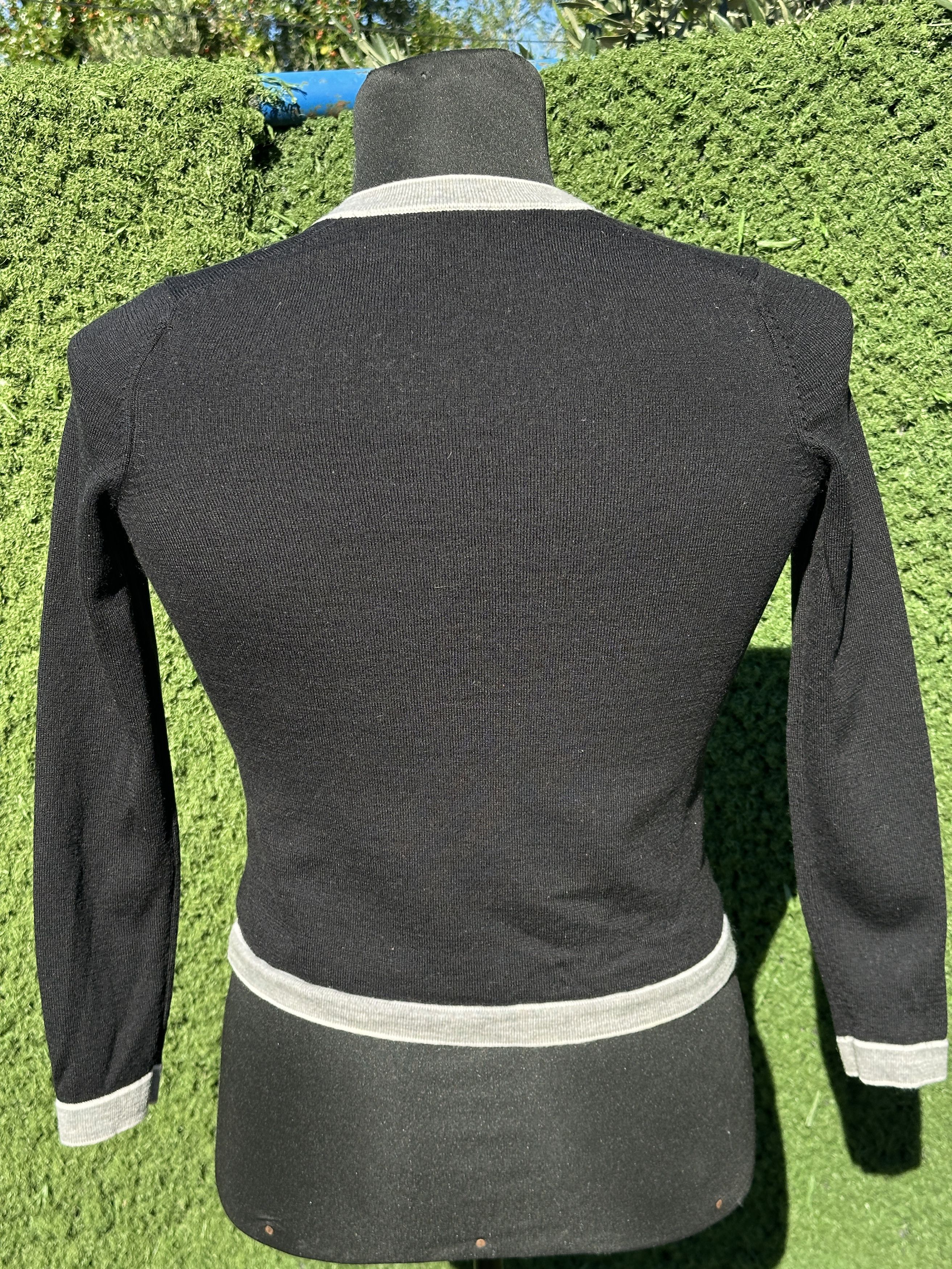 Chanel Black Wool Cardigan Trim & Ruffle , Logo Buttons, XS/S Size XS / US 0-2 / IT 36-38 - 8 Thumbnail