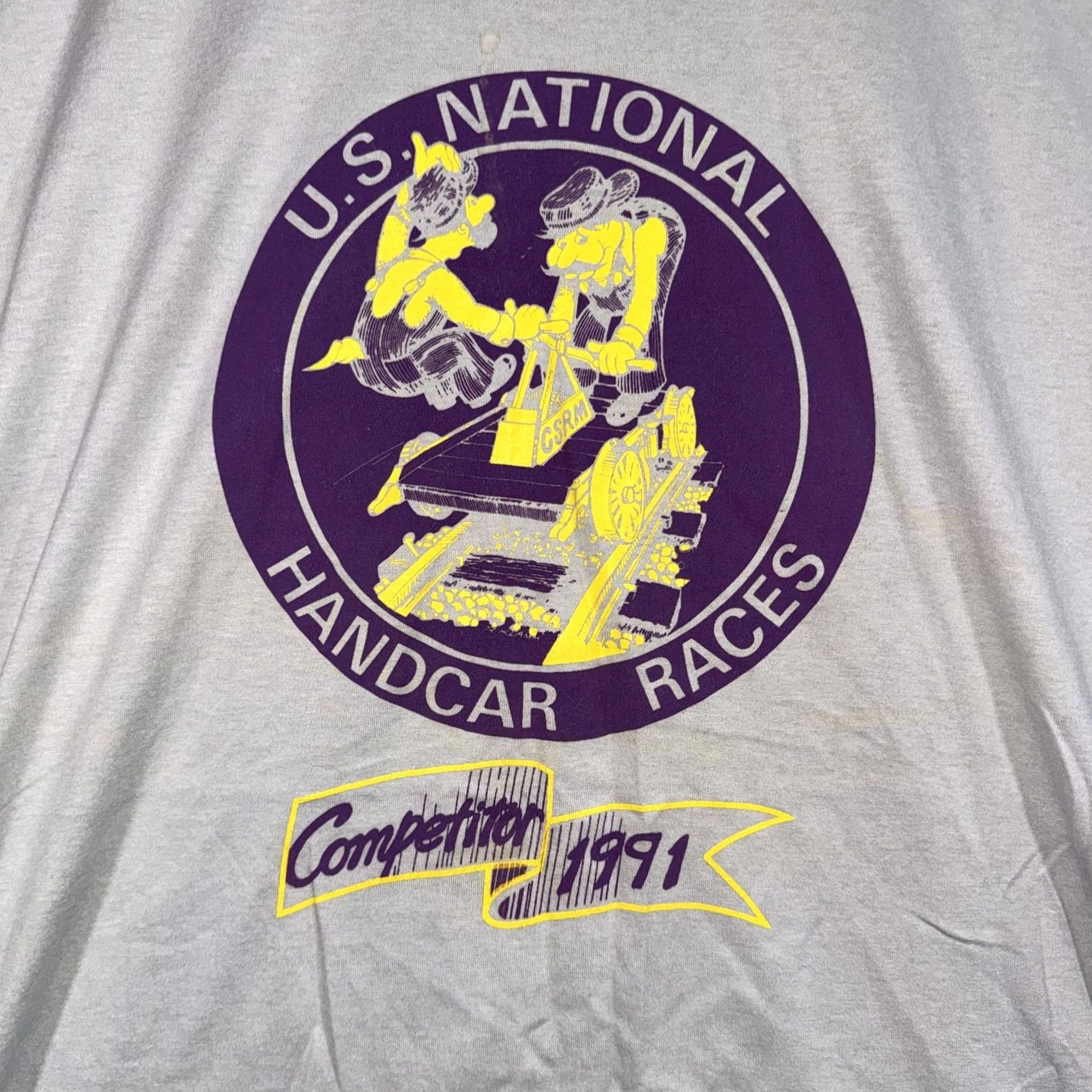Hanes VINTAGE Hanes 2XL U.S. National Handcar Races Shirt Mens Gray 1991 90s Tee Graphics Racing Railroad Size US XXL / EU 58 / 5 - 4 Thumbnail