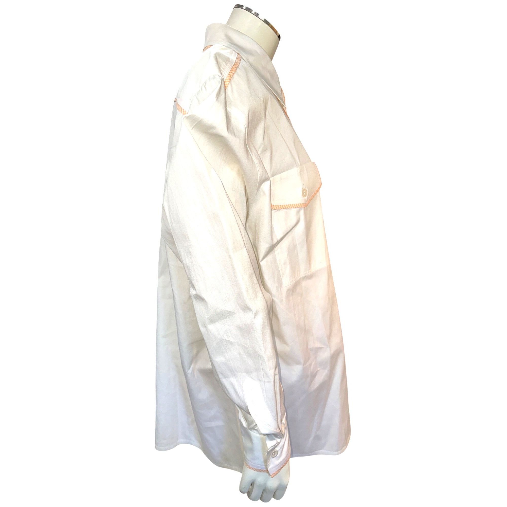 Escada Escada Margaretha Ley 42 White Cotton Button Up Shirt Orange Size M / US 6-8 / IT 42-44 - 5 Thumbnail