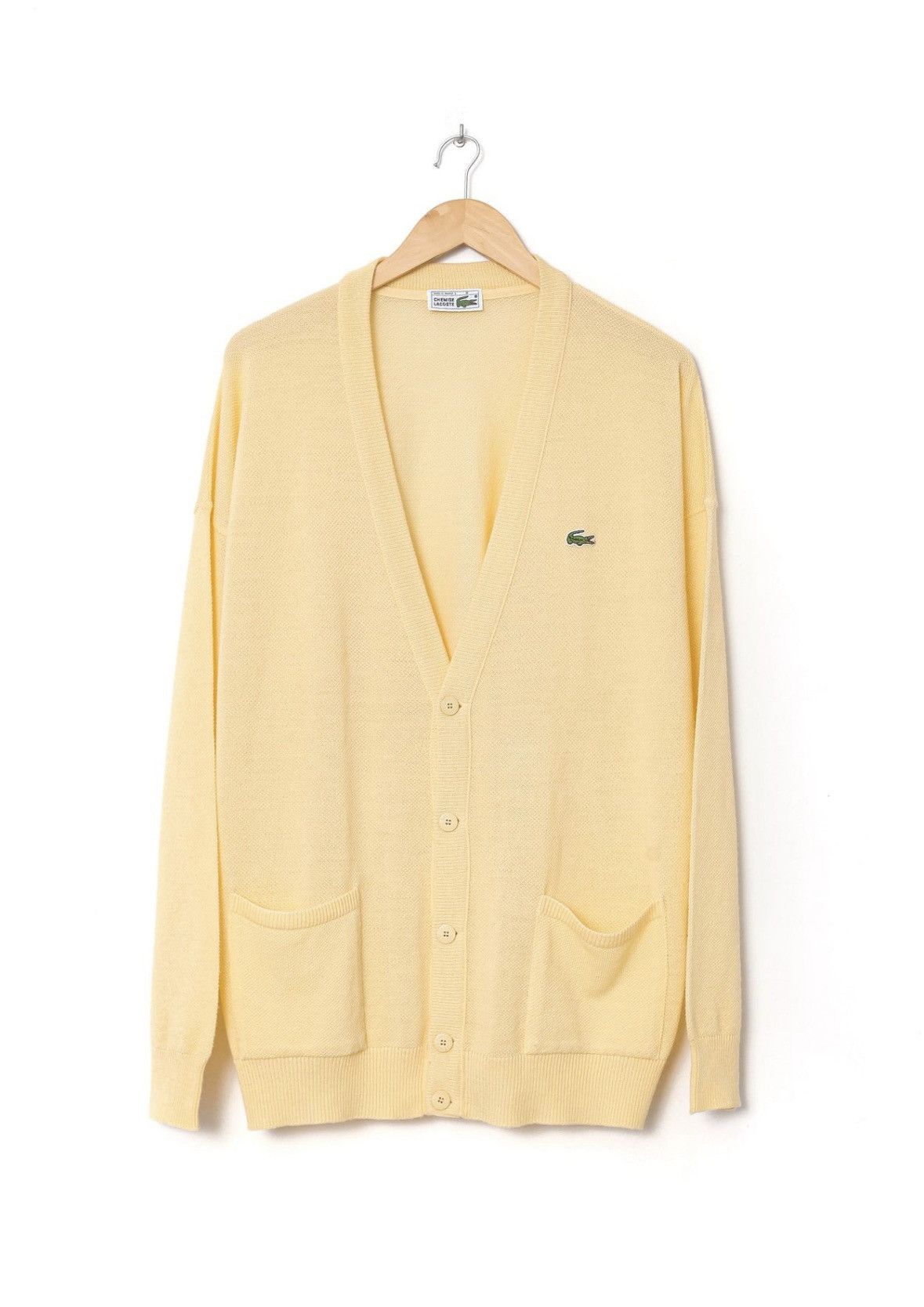 image of Vintage Lacoste Pale Yellow Cardigan, Men's (Size XL)