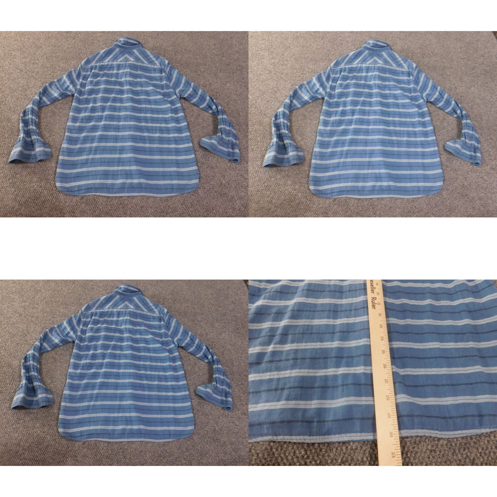 Lucky Brand Lucky Brand Shirt Men L Blue Flannel Striped Retro Classic Button-Up Collared Long Sleeve Casual Vintage? No (avoid N/A) Size US L / EU 52-54 / 3 - 8 Thumbnail