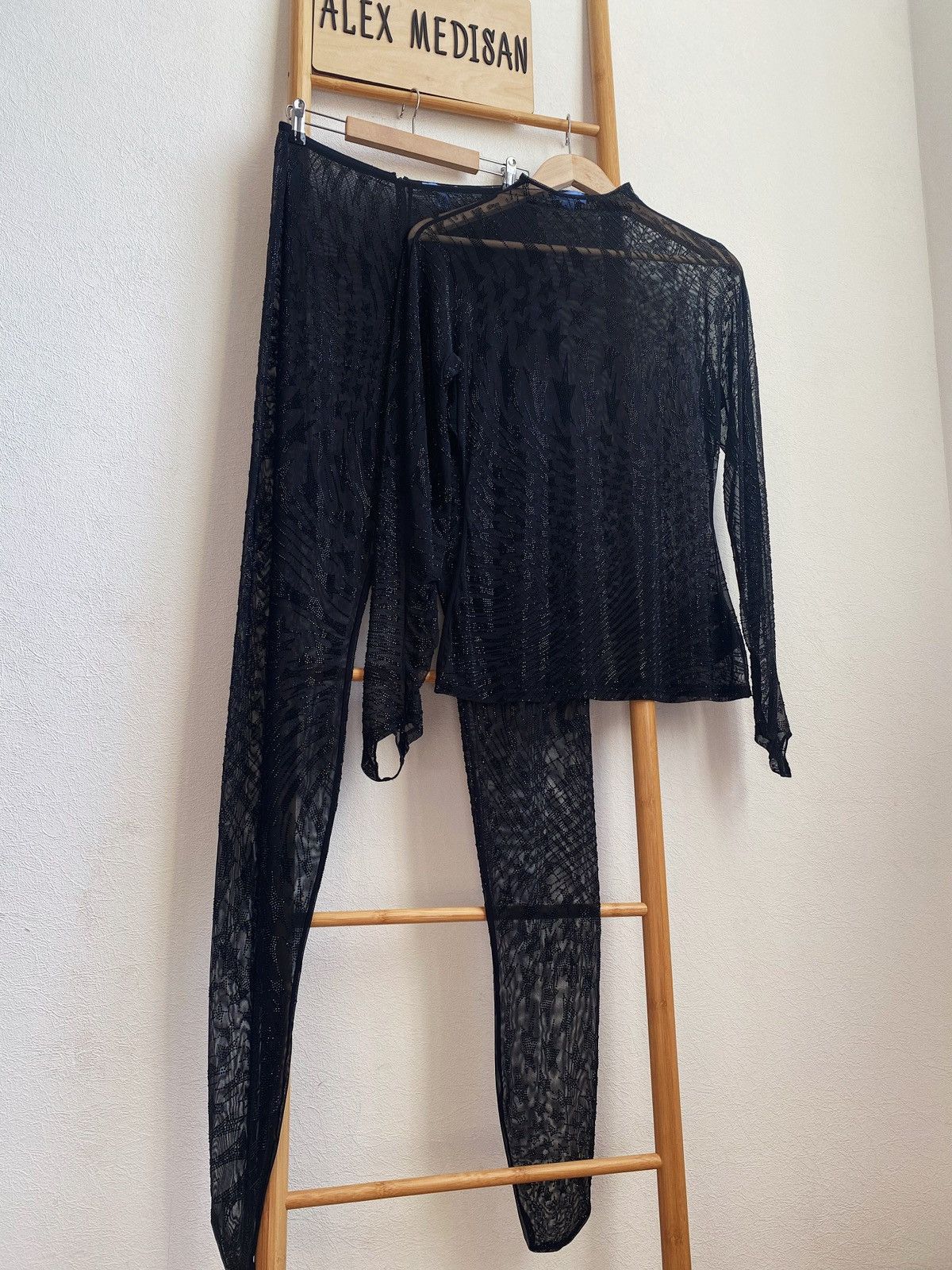 Mugler New Set Mugler x H&M Rhinestone Embellished Mesh Top+ Tights Size M / US 6-8 / IT 42-44 - 2 Thumbnail