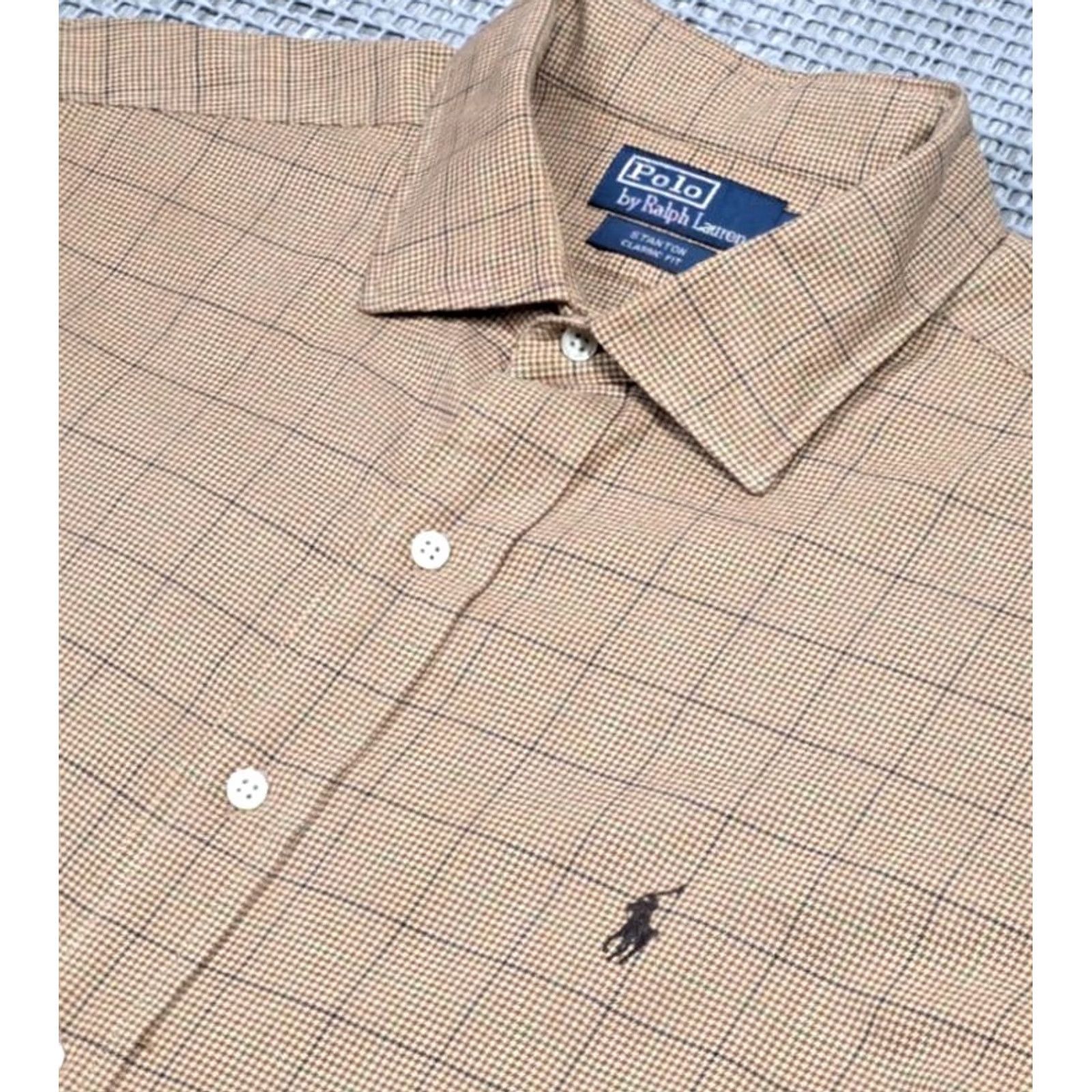 Polo Ralph Lauren Vtg Ralph Lauren Shirt Men 2XL Brown Houndstooth Long Sleeve Button Up Stanton Size US XXL / EU 58 / 5 - 5 Thumbnail