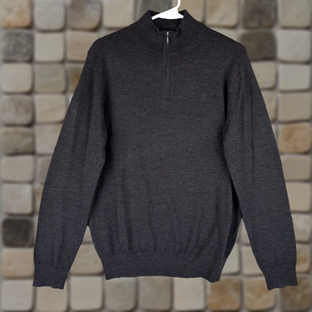 Charles Tyrwhitt Charles Tyrwhitt Sweater Mens Sweater Black Merino Wool 1/4 Zip England Rugby Size US L / EU 52-54 / 3 - 1 Thumbnail