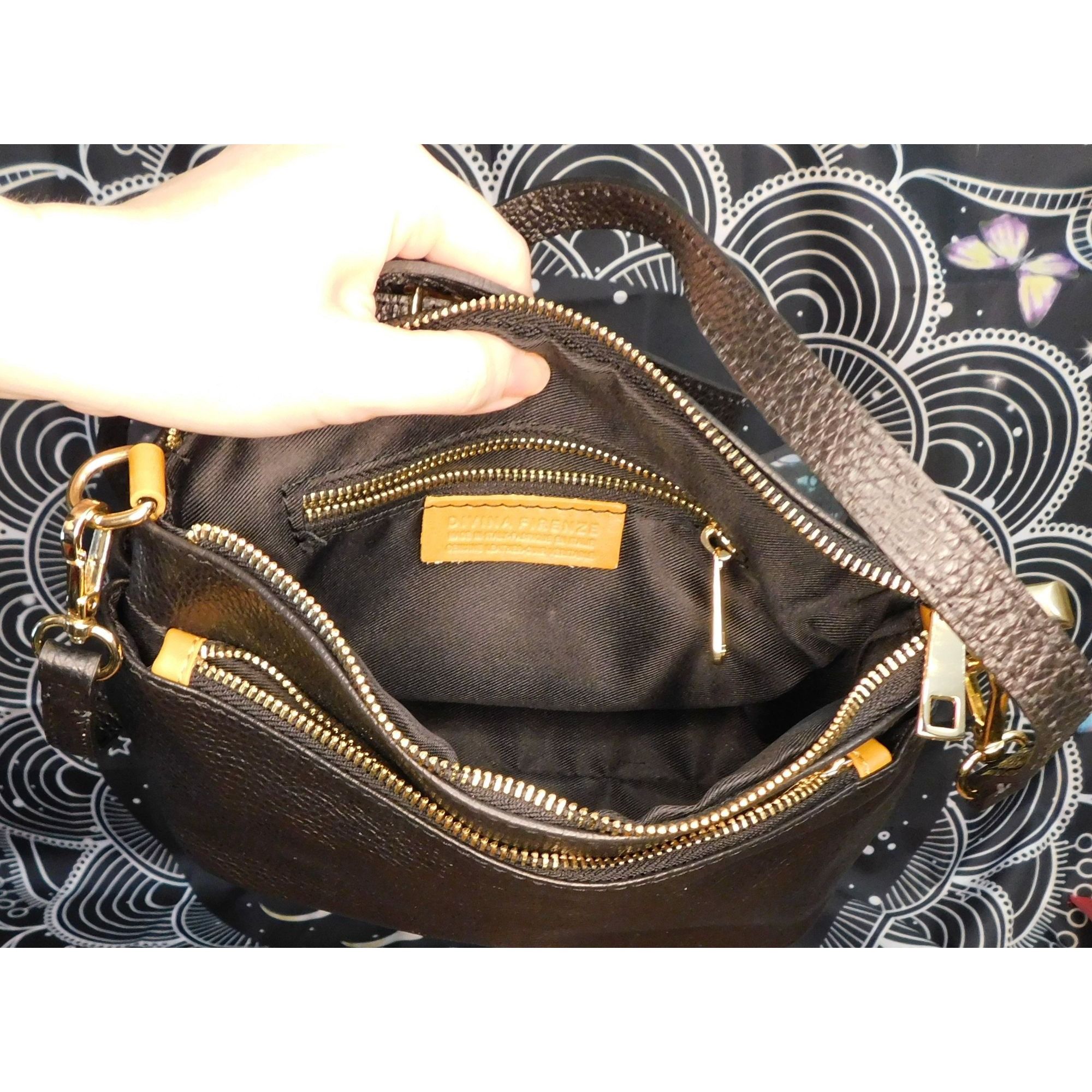 Other Divina Firenze Black Leather Crossbody Purse Size ONE SIZE - 2 Thumbnail