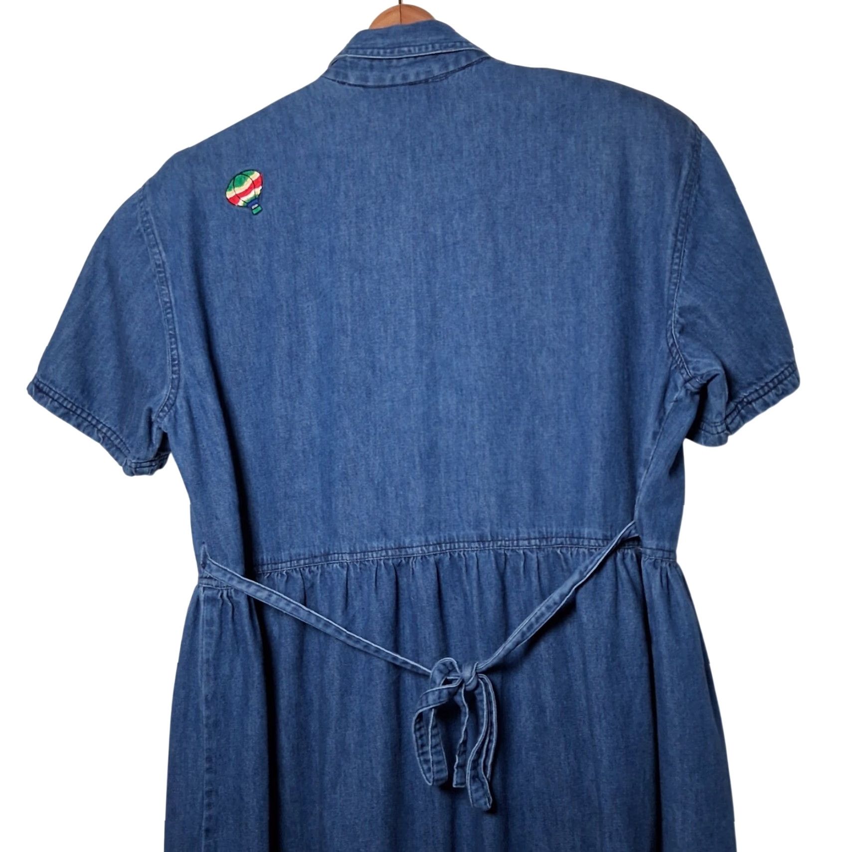 Vintage VINTAGE Pink Rose Shirt Dress 16P Petite Blue Chambray Denim Hot Air Balloon Casual Womens Size XXL / US 16-18 / IT 52-54 - 5 Thumbnail