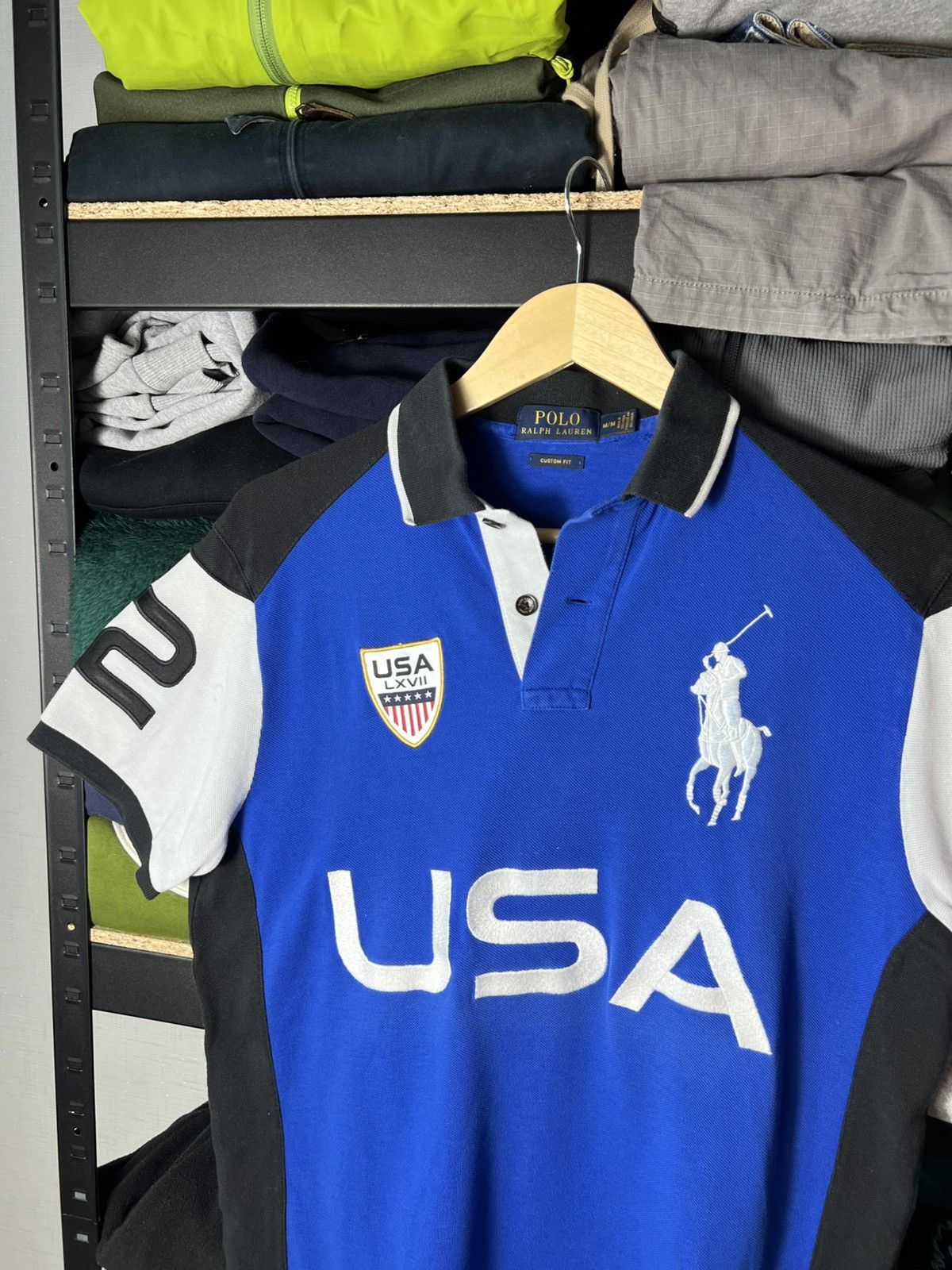 Polo Ralph Lauren Polo Ralph Lauren Blue White USA LXVII 2 Big Pony Polo Shirt Size US M / EU 48-50 / 2 - 2 Thumbnail