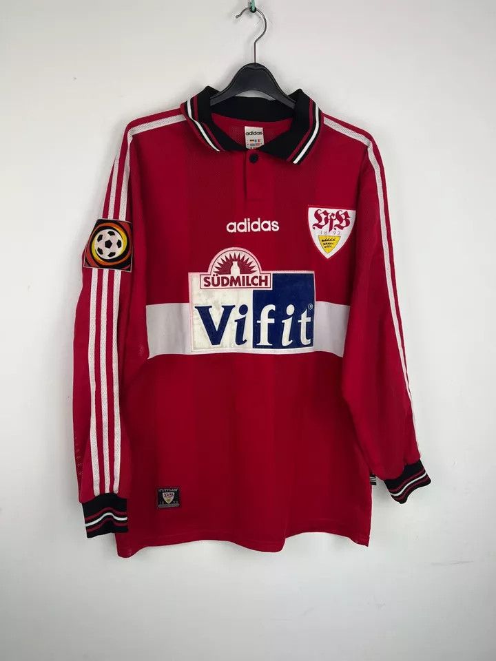 Adidas VfB Stuttgart 1996/97 away FOOTBALL Kit SHIRT JERSEY #3 Size US L / EU 52-54 / 3 - 1 Thumbnail
