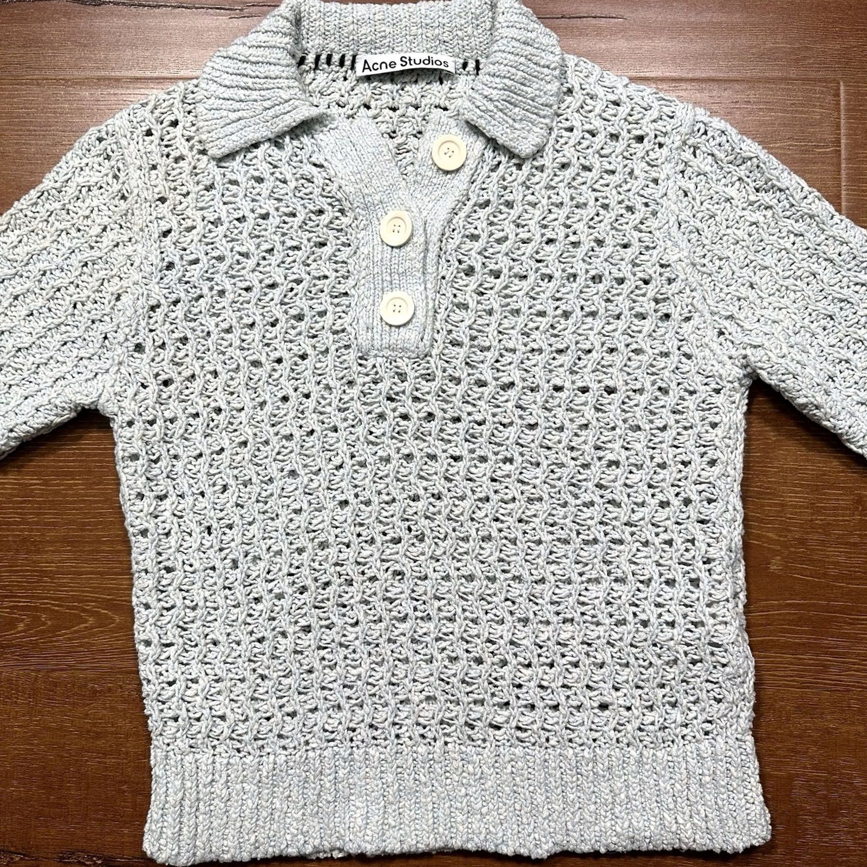Acne Studios Acne Studios Polo Shirt Adult S Blue Crop Crochet