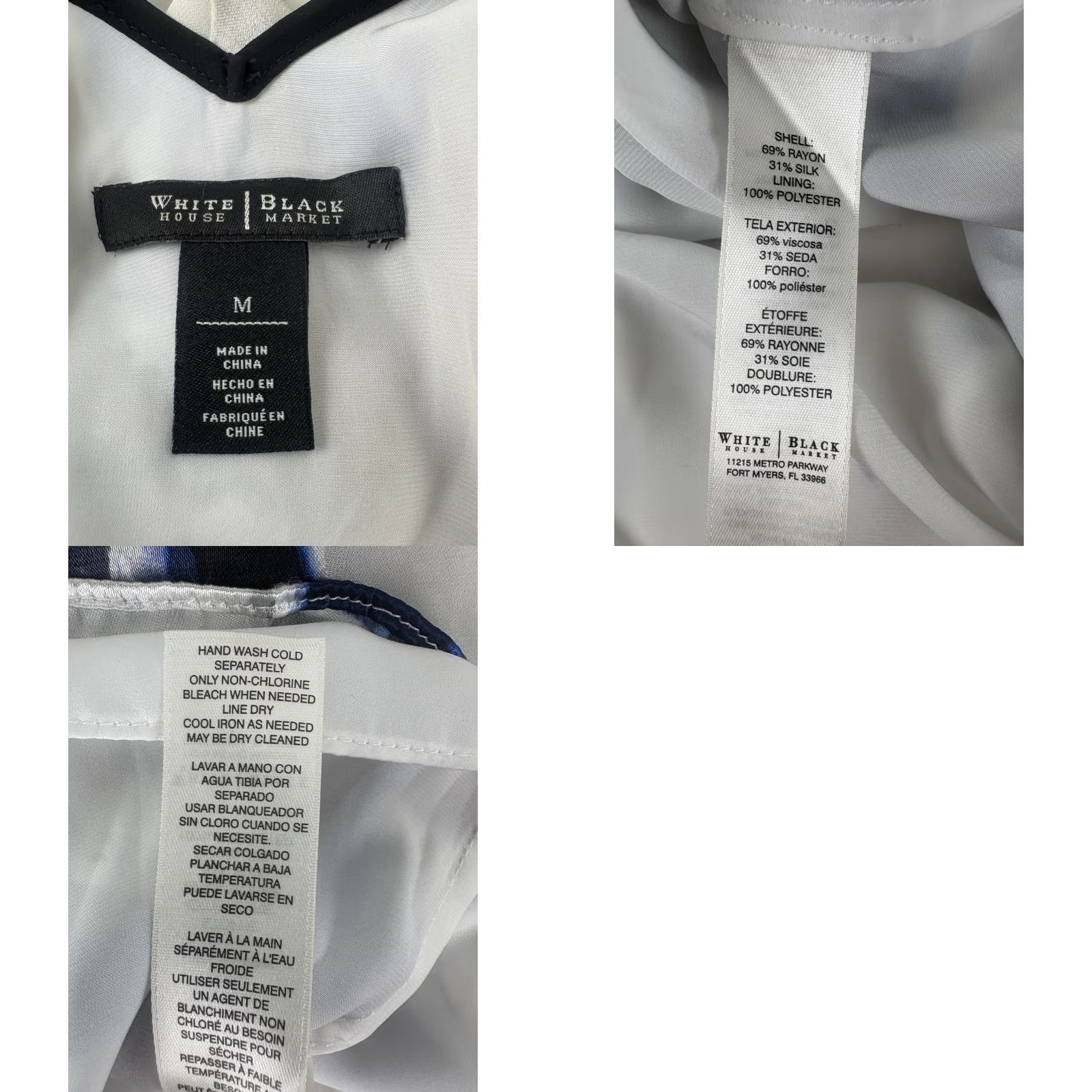 White House Black Market White House Black Market Multi Silk Blend Sheer Lined Dress Top Womens Size M Size M / US 6-8 / IT 42-44 - 8 Thumbnail