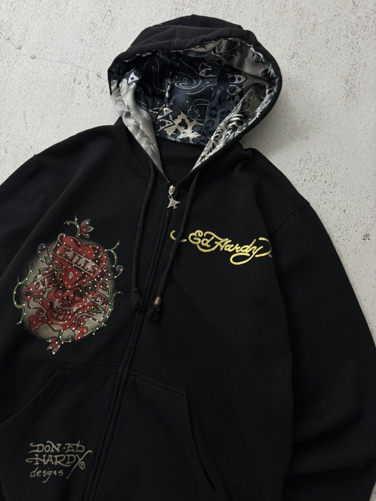 Christian Audigier × Ed Hardy × Vintage Ed Hardy Christian Audigier Y2K Vintage Zip Hoodie Size US M / EU 48-50 / 2 - 8 Thumbnail