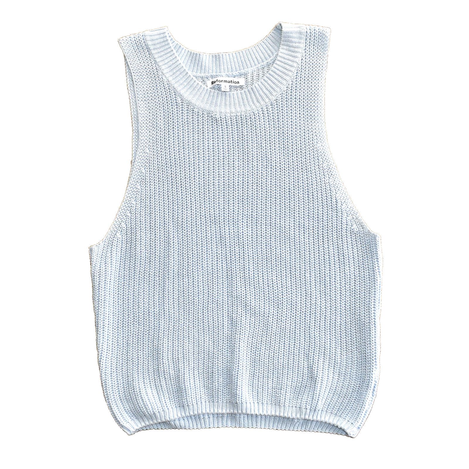 Reformation REFORMATION Light Blue Linen Blend Knit Vest Tank Top Size S Size S / US 4 / IT 40 - 4 Thumbnail