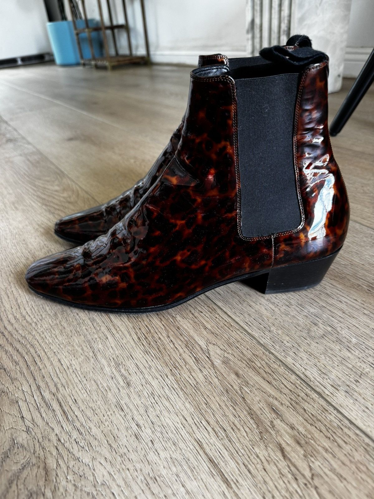 Saint Laurent Paris Dylan Patent Tortoise Boots 45 Size US 12 / EU 45 - 5 Thumbnail