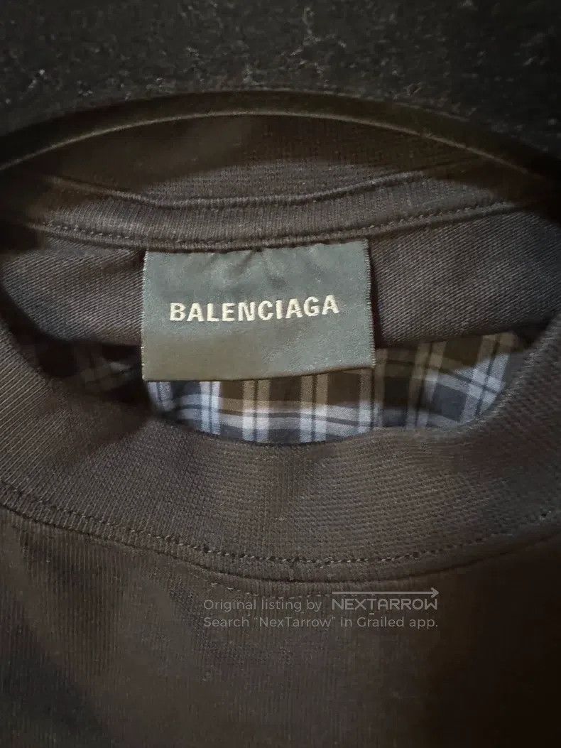 Balenciaga Balenciaga False two-piece plaid shirt T-shirt Size US XXS / EU 40 - 3 Thumbnail