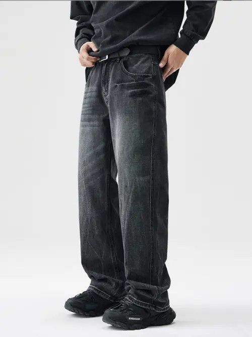 Japanese Brand × Jean Men's loose distressed washed wide-leg high street jeans Size US 32 / EU 48 - 4 Thumbnail